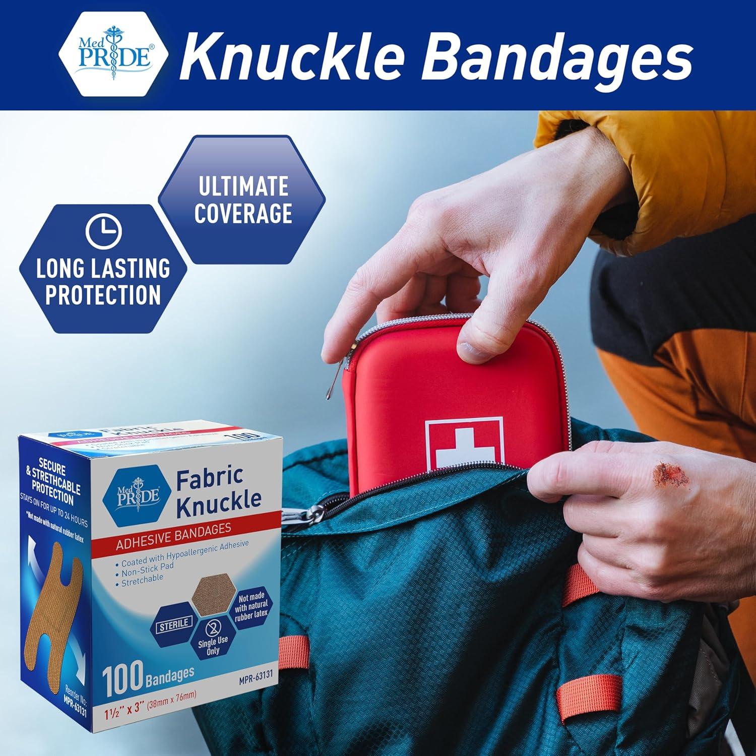imageMED PRIDE 100 Sterile Fabric Fingertip Finger and Knuckle Bandages  Latex and Rubber Free Hypoallergenic 15in X 3in