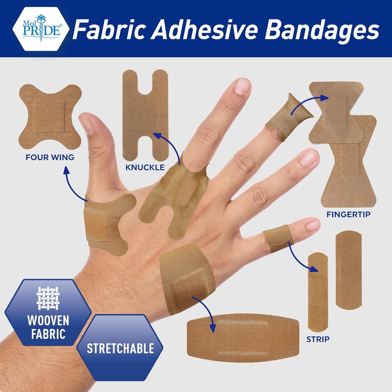 imageMED PRIDE 100 Sterile Fabric Fingertip Finger and Knuckle Bandages  Latex and Rubber Free Hypoallergenic 15in X 3in
