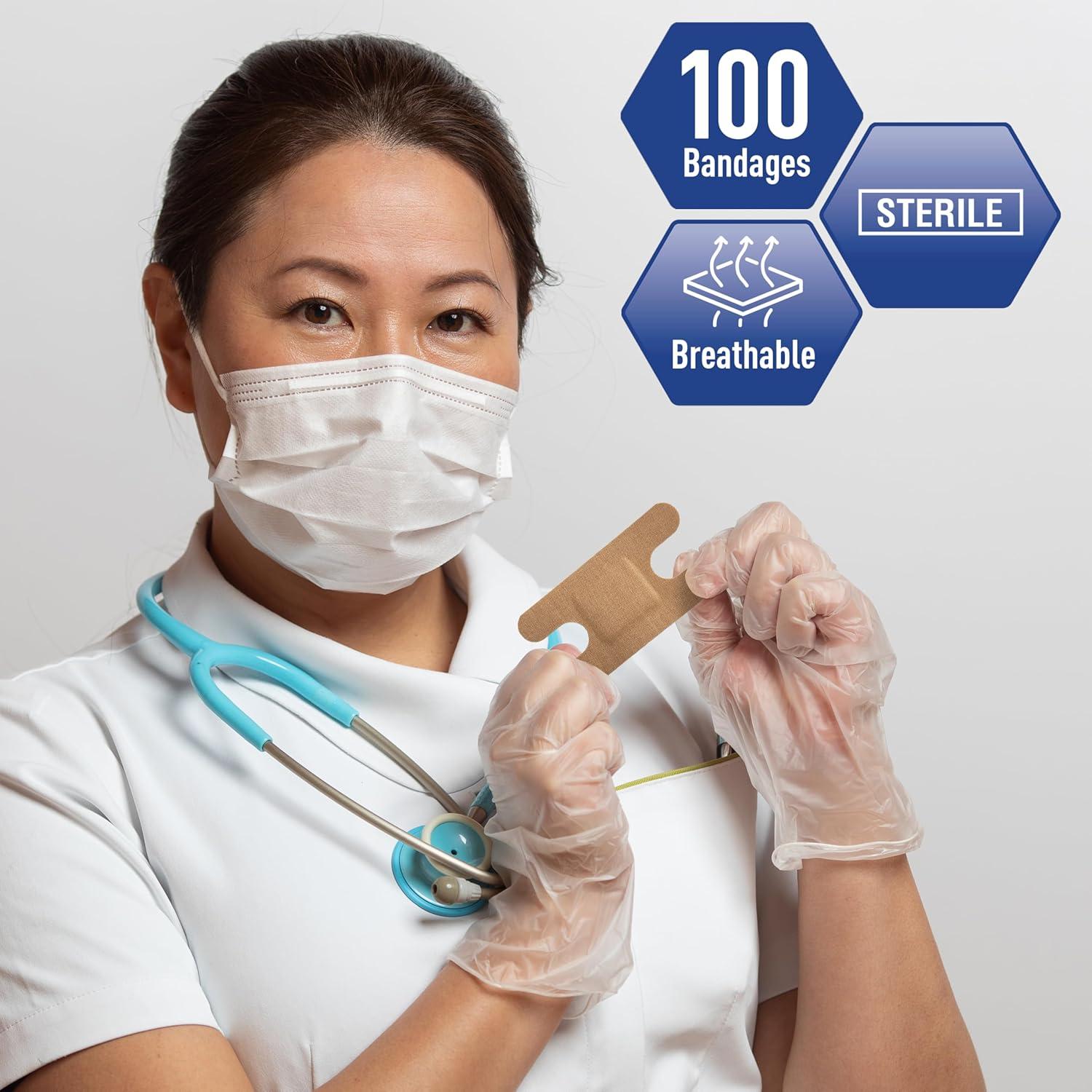 imageMED PRIDE 100 Sterile Fabric Fingertip Finger and Knuckle Bandages  Latex and Rubber Free Hypoallergenic 15in X 3in