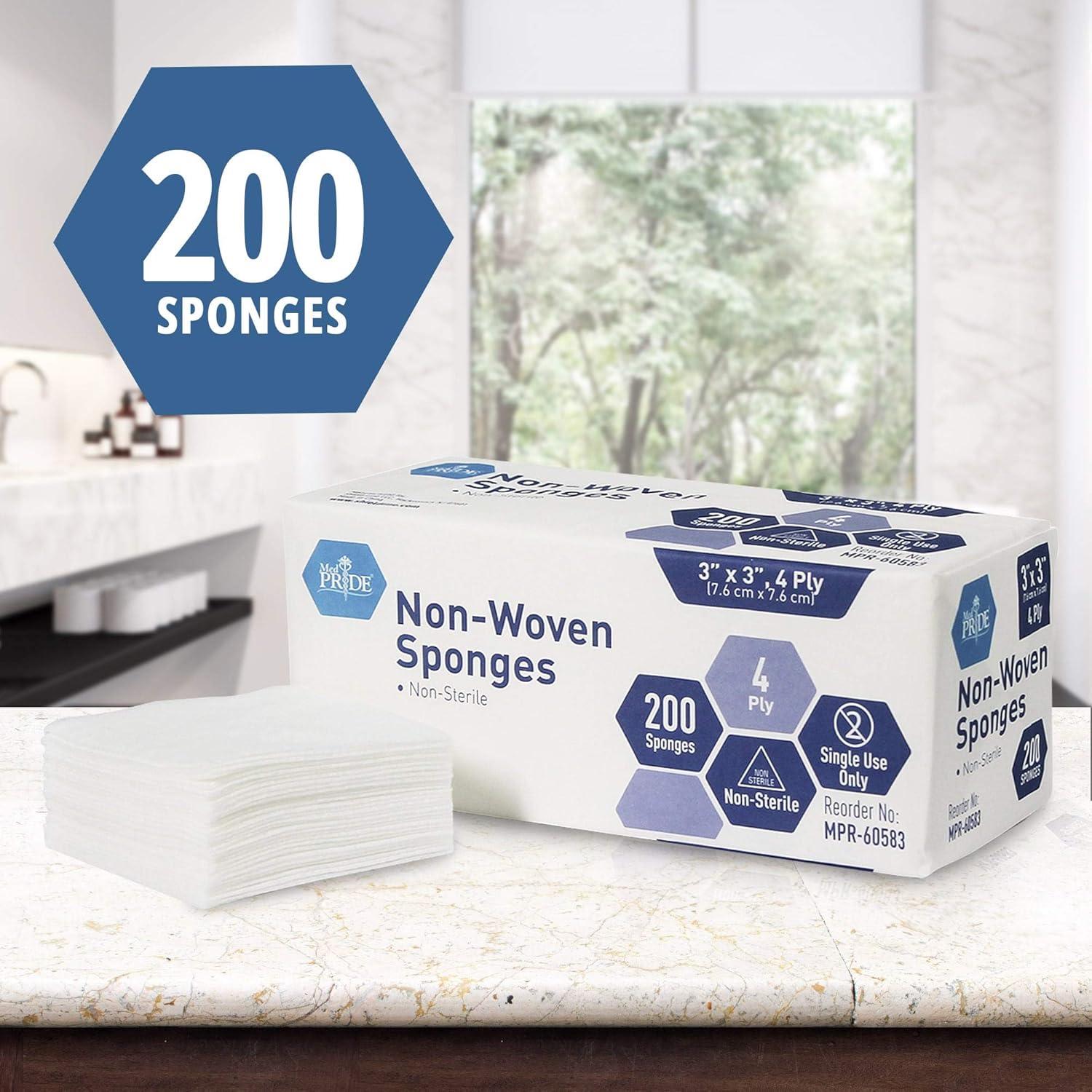 imageMED PRIDE 3x3 in Gauze Pads 200 Pack Nonsterile 4 Ply Nonadherent Mesh Bandages Absorbent Wound Care Dressing Sponges