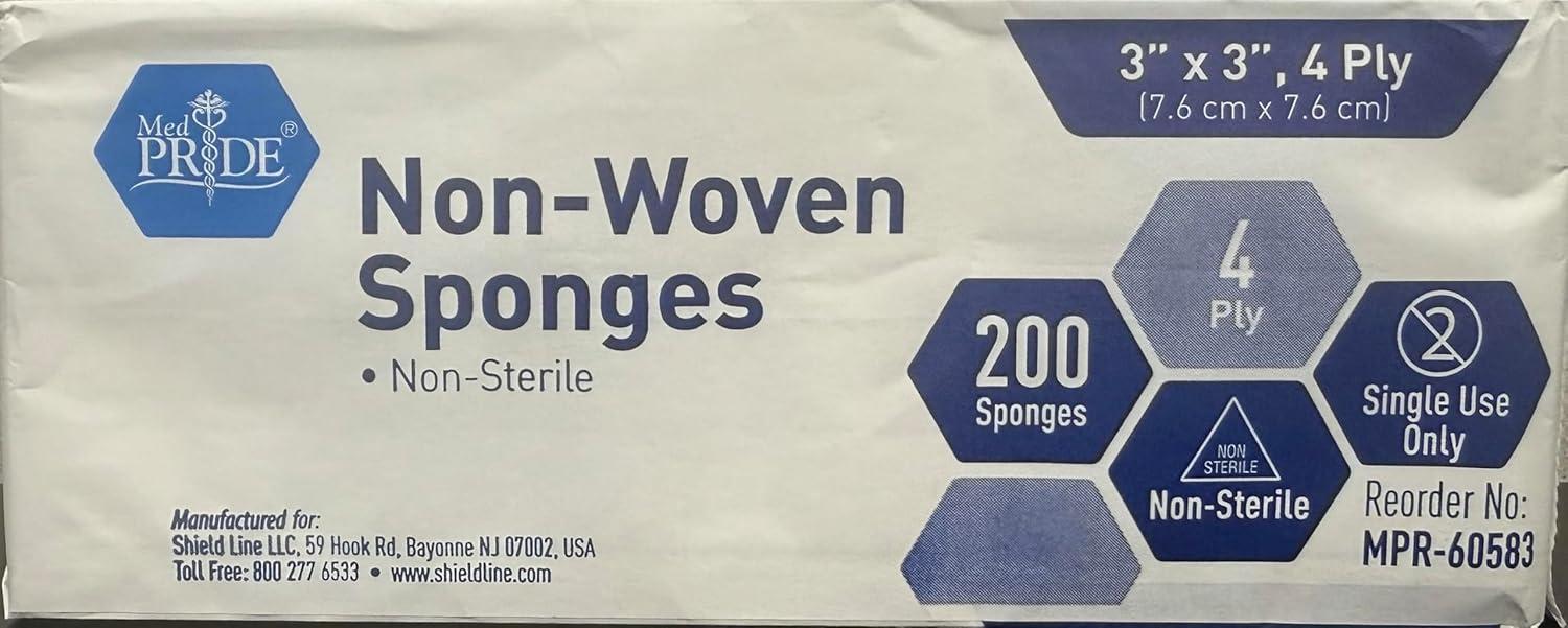 imageMED PRIDE 3x3 in Gauze Pads 200 Pack Nonsterile 4 Ply Nonadherent Mesh Bandages Absorbent Wound Care Dressing Sponges