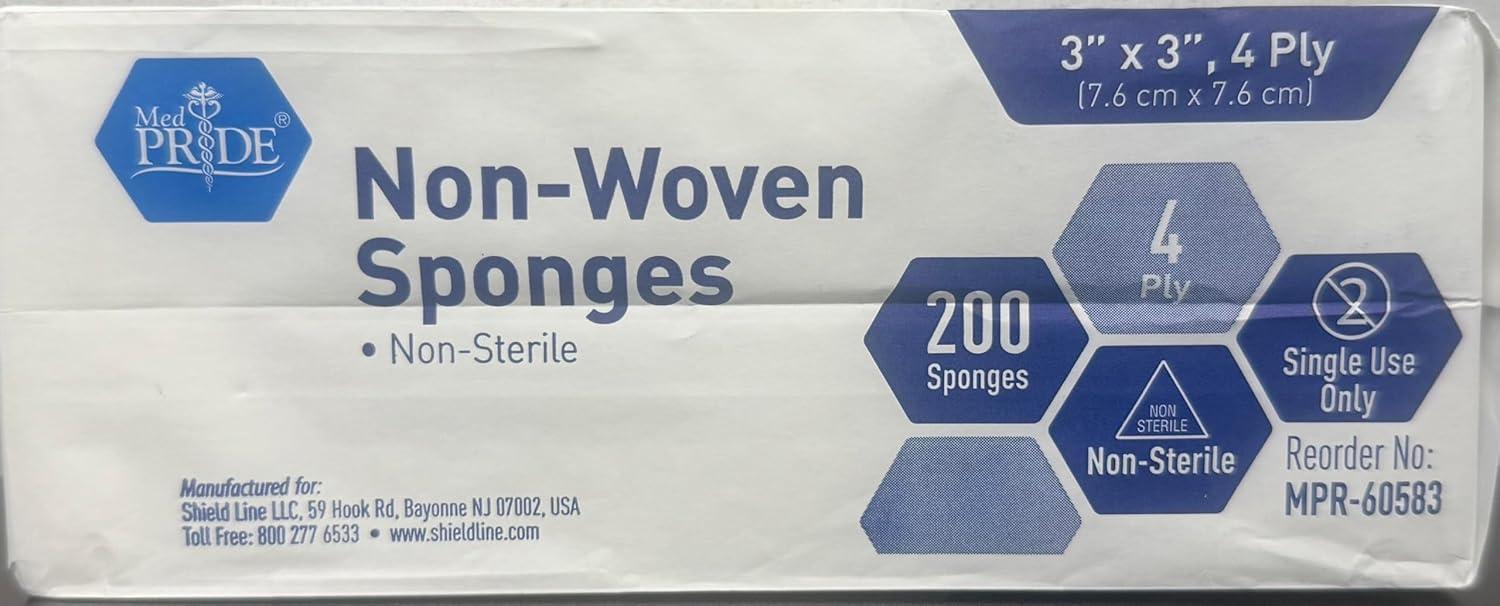 imageMED PRIDE 3x3 in Gauze Pads 200 Pack Nonsterile 4 Ply Nonadherent Mesh Bandages Absorbent Wound Care Dressing Sponges