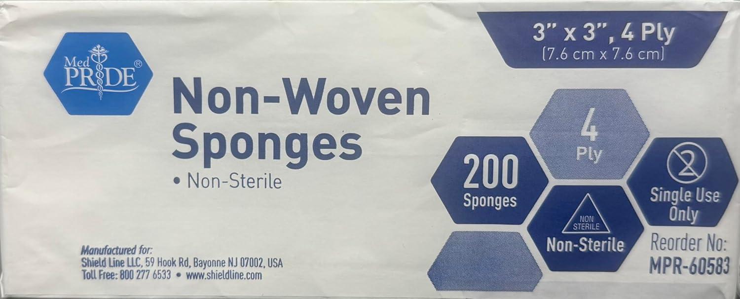 imageMED PRIDE 3x3 in Gauze Pads 200 Pack Nonsterile 4 Ply Nonadherent Mesh Bandages Absorbent Wound Care Dressing Sponges