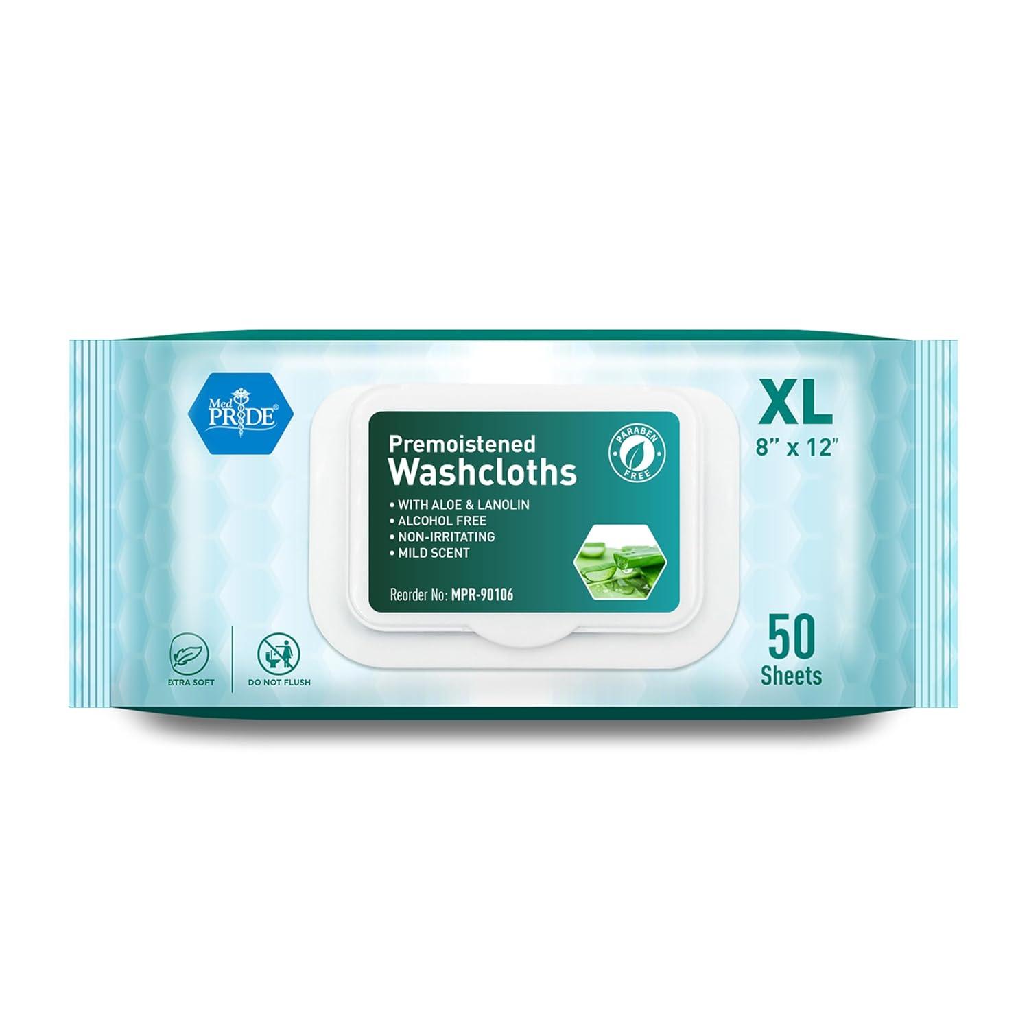 imageMED PRIDE 600 Count 8 X12 in Premoistened Disposable Wet Washcloths for Adults with Aloe ampamp Lanolin Personal Cleansing Skincare Makeup Removal Travel