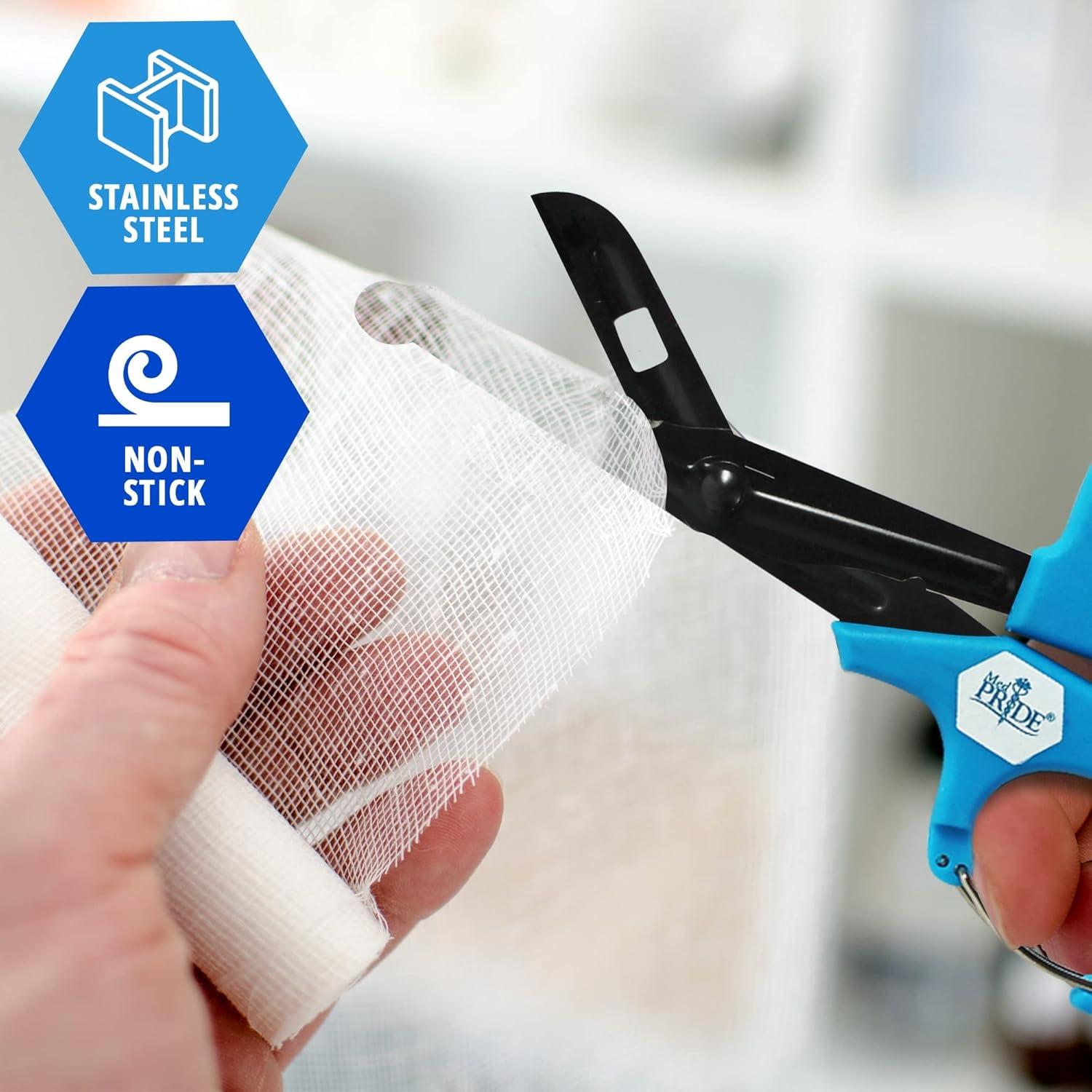 imageMED PRIDE 75in Trauma Shears with Clip Medical Scissors with Clip Surgical Grade Stainless Steel EMT Scissors NonStick FluorideCoated Blades 2Pack