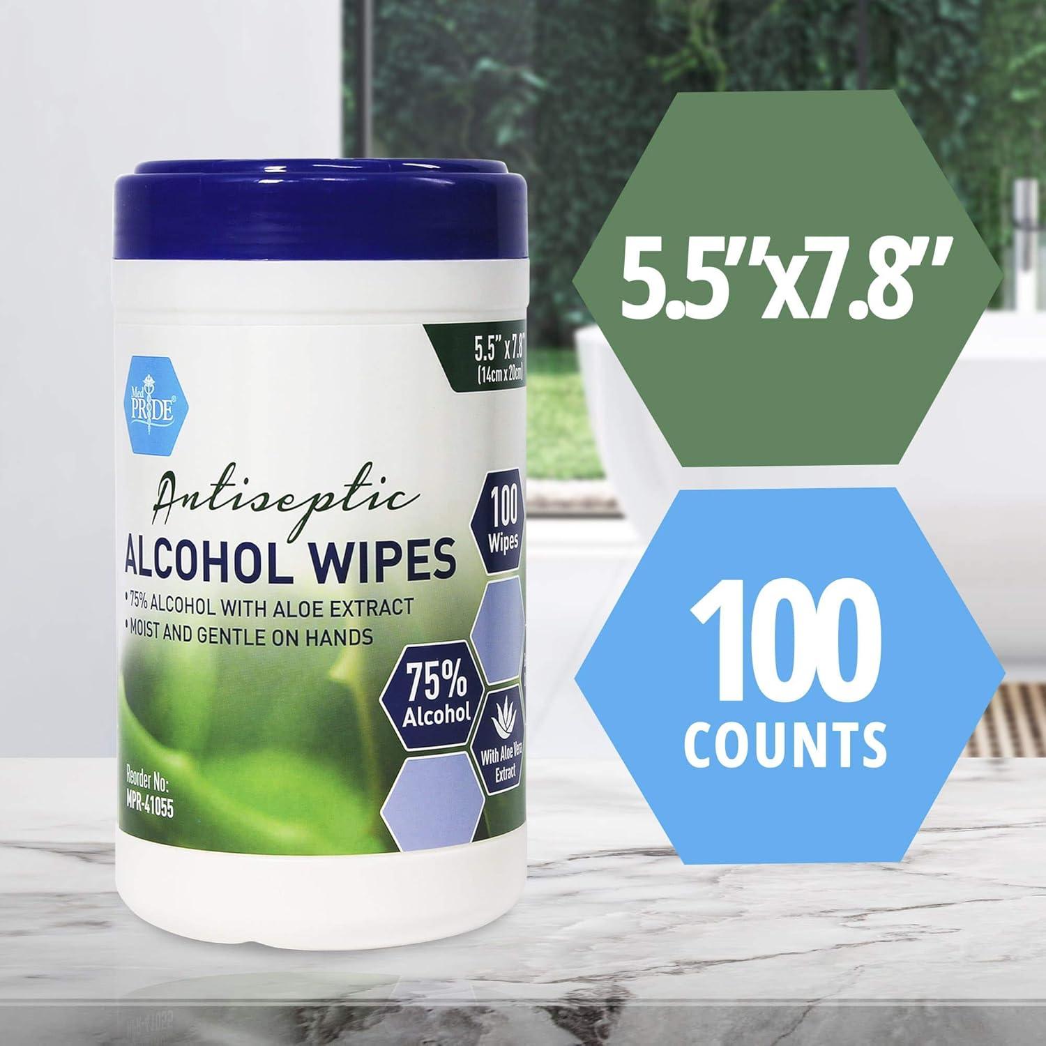 imageMED PRIDE Alcohol Based Disinfectant Wipes 100 Pack with Aloe Vera Wipes with Alcohol for Cleaning 55in X 78in
