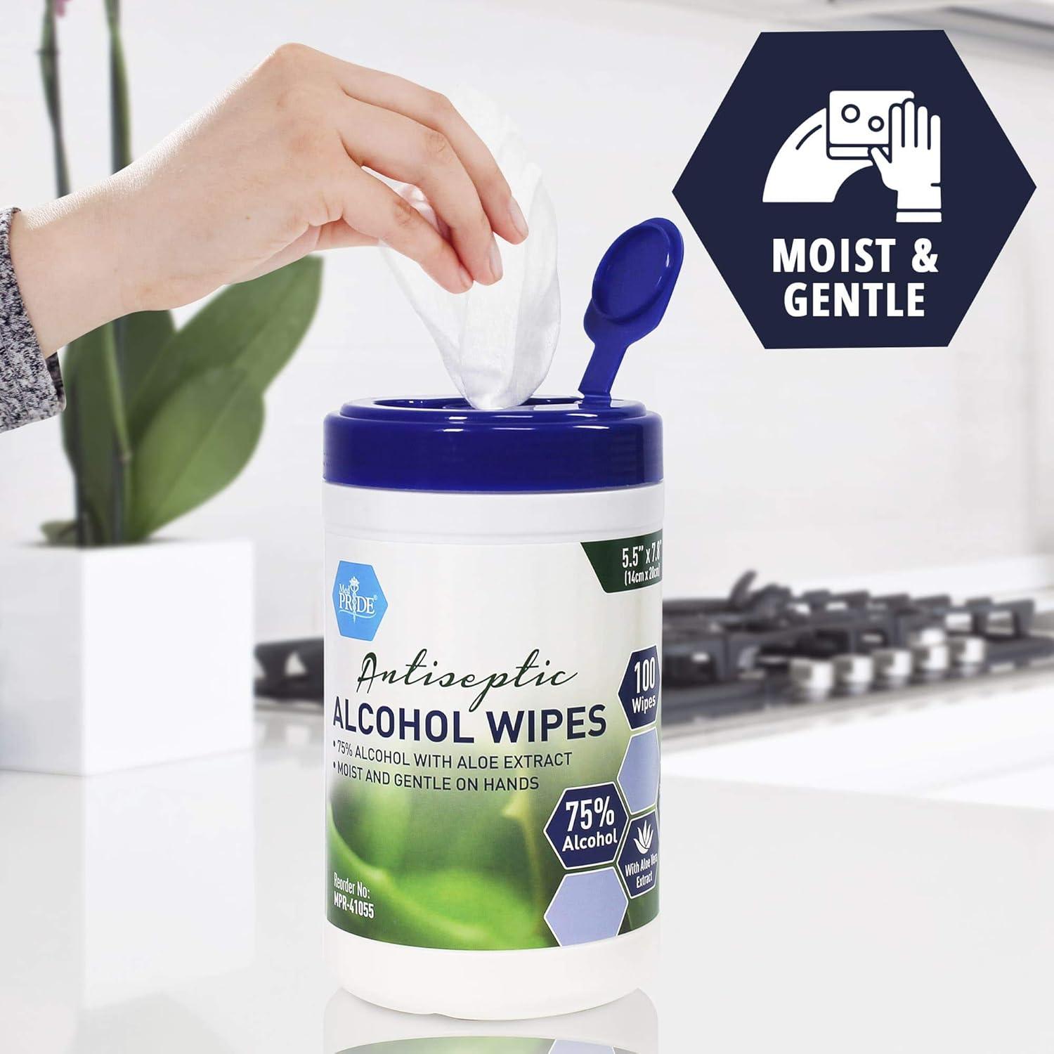 imageMED PRIDE Alcohol Based Disinfectant Wipes 100 Pack with Aloe Vera Wipes with Alcohol for Cleaning 55in X 78in
