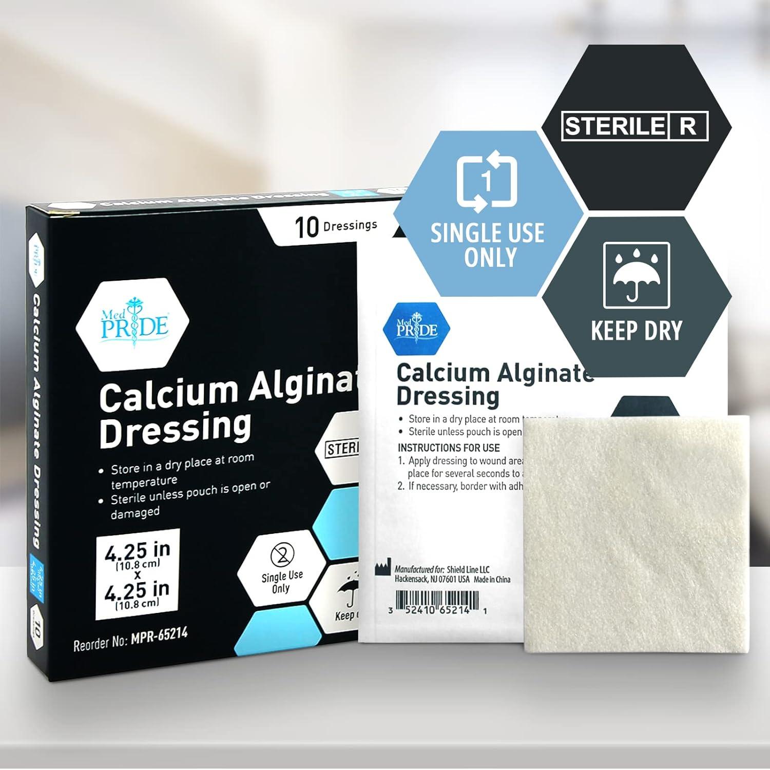 imageMED PRIDE Antimicrobial Calcium Alginate Wound Dressing Pads NonStick Highly Absorbent Sterile Pain Removal 10Pack 4 x 44 x 4
