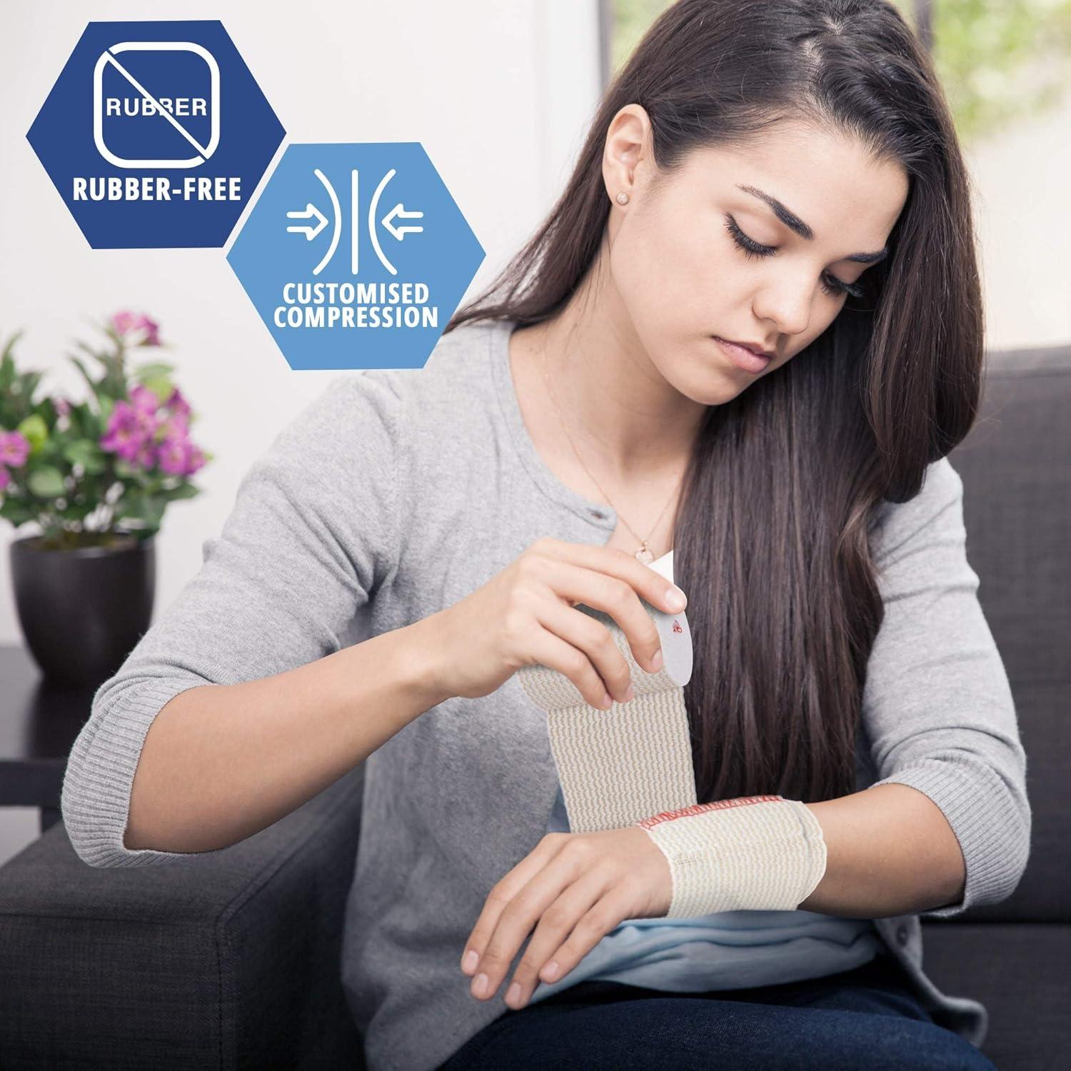 imageMED PRIDE Athletic Elastic Bandages with Velcro Closure for Compression Support LatexFree Breathable Fabric 4x180 Inch Pack of 43x180 Inch Pack of 4