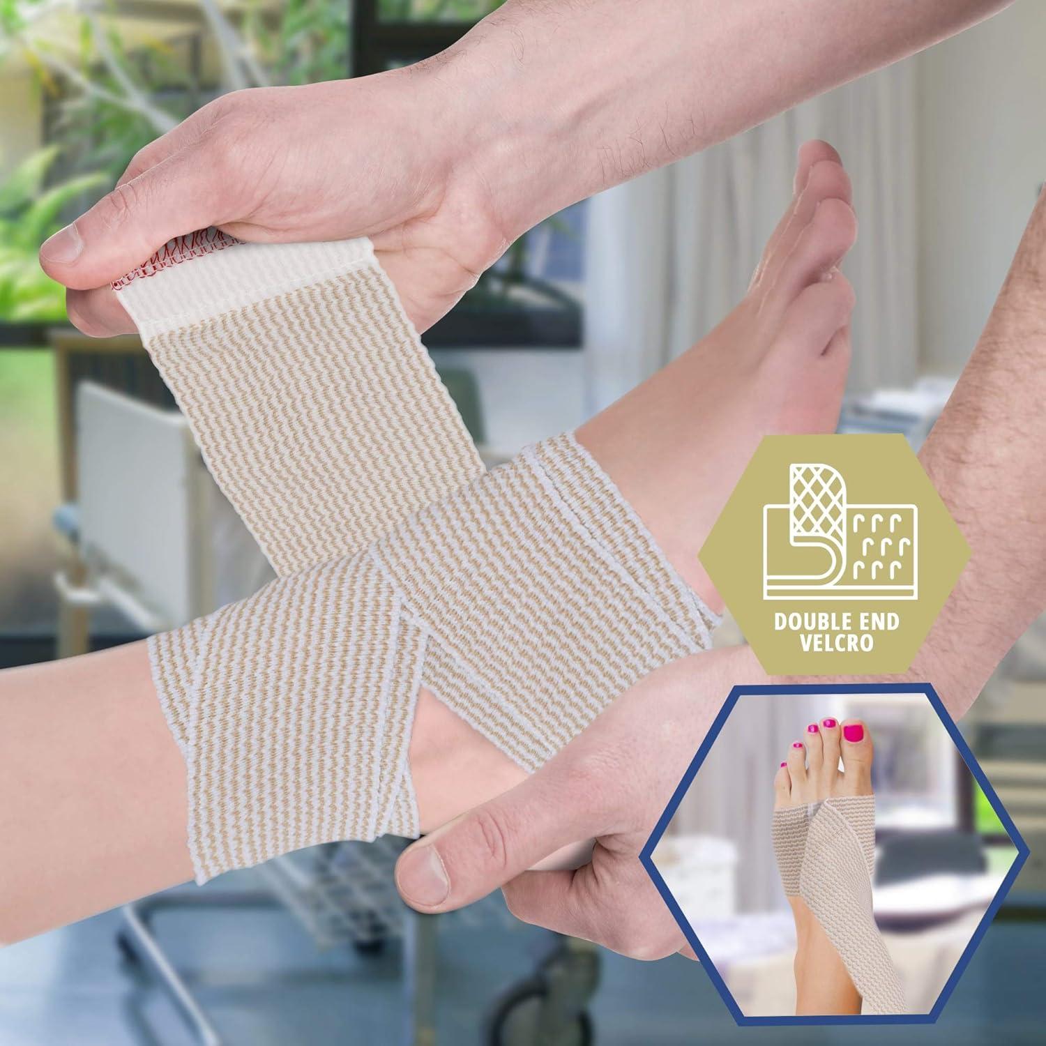imageMED PRIDE Athletic Elastic Bandages with Velcro Closure for Compression Support LatexFree Breathable Fabric 4x180 Inch Pack of 43x180 Inch Pack of 4