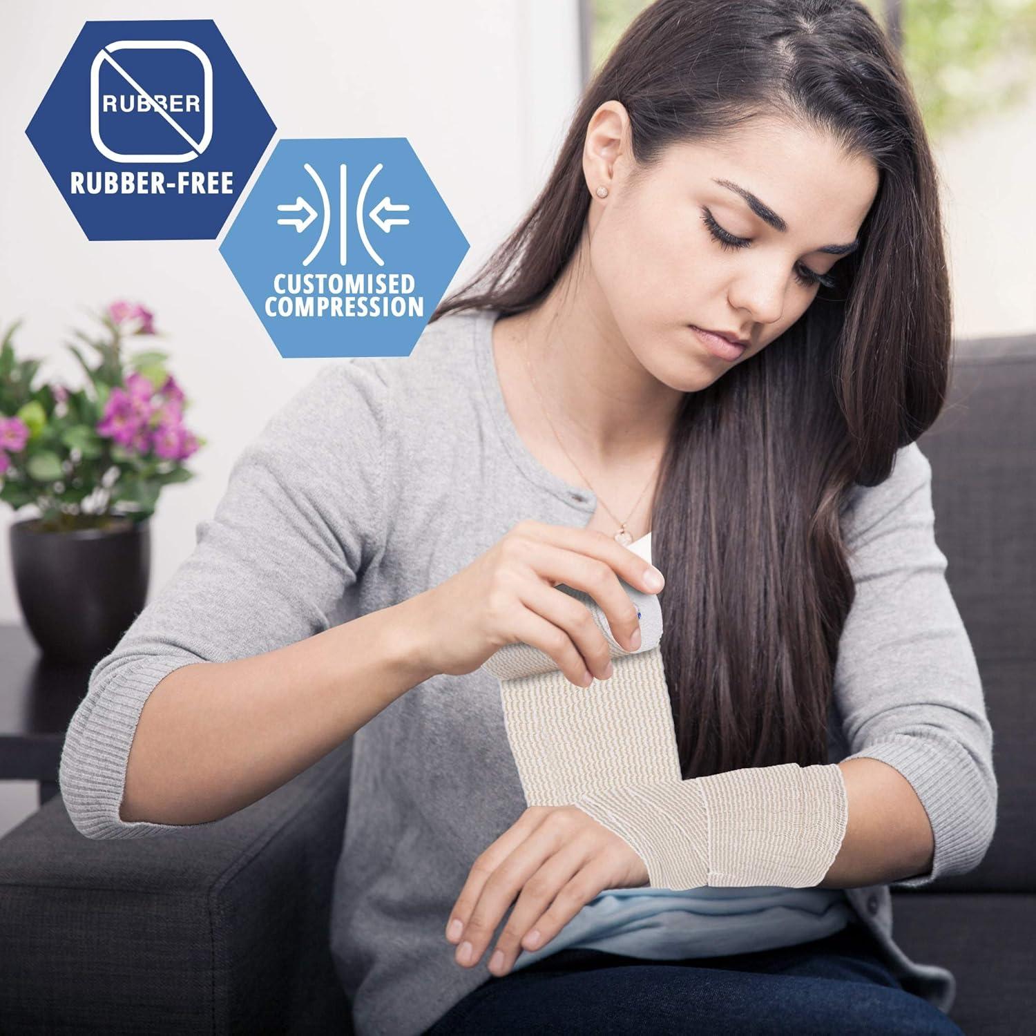 imageMED PRIDE Athletic Elastic Bandages with Velcro Closure for Compression Support LatexFree Breathable Fabric 4x180 Inch Pack of 44x180 Inch Pack of 4