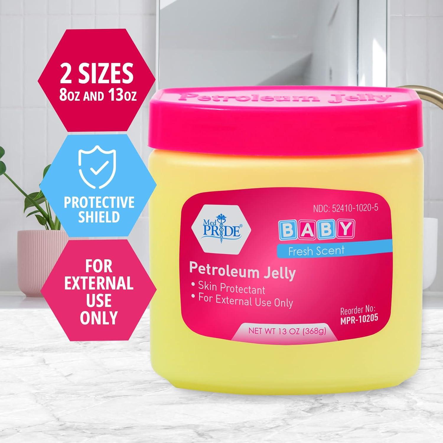 imageMED PRIDE Baby Petroleum Jelly for Newborns  Skin Protectant ampamp Moisturizer for Dry Skin ampamp Diaper Rash  13 Oz 13 Ounce Blue  Baby ClearPink  Baby