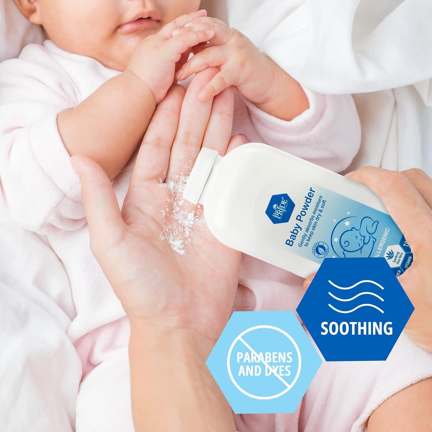 imageMED PRIDE Babypower Baby Powder 22oz 100 TalcFree with Aloe Vera ampamp Vitamin E Hypoallergenic Cornstarch for Diaper Rash Moisture Protection ParabenFree