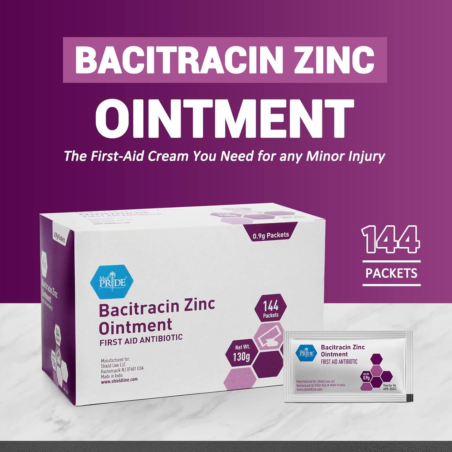 imageMED PRIDE Bacitracin Zinc Ointment Antibiotic Cream for Wounds Burns Cuts 144 TravelSize Packets X 09g First Aid