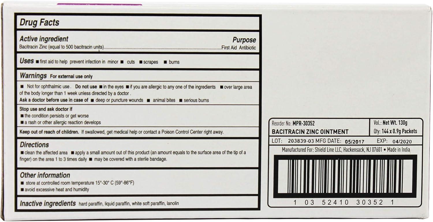 imageMED PRIDE Bacitracin Zinc Ointment Antibiotic Cream for Wounds Burns Cuts 144 TravelSize Packets X 09g First Aid