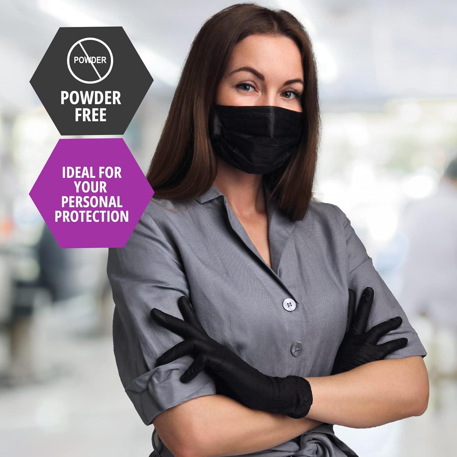 imageMED PRIDE Black Nitrile Exam Gloves  4 Mil Thick Disposable LatexPowderFree  For Surgical Doctors Hospital ampamp Home Use50
