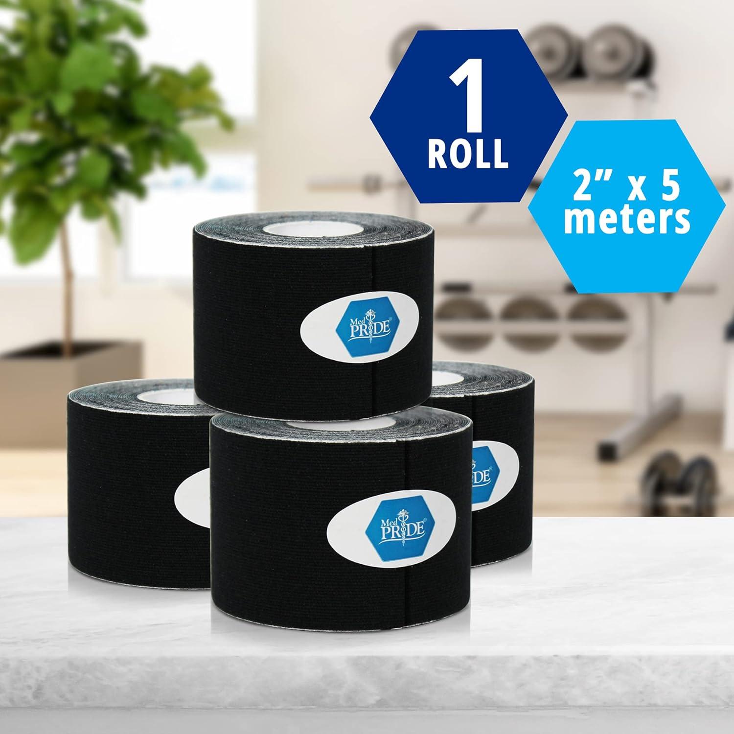 imageMED PRIDE Body Tape for Muscle Pain Relief Uncut 2in X 164ft Kinesiology Roll Breathable LatexFree Athletic Support PinkBlack