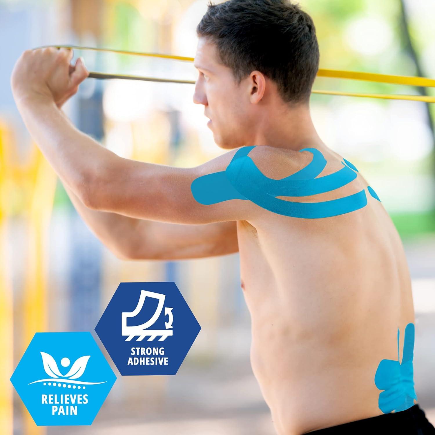 imageMED PRIDE Body Tape for Muscle Pain Relief Uncut 2in X 164ft Kinesiology Roll Breathable LatexFree Athletic Support PinkBlue