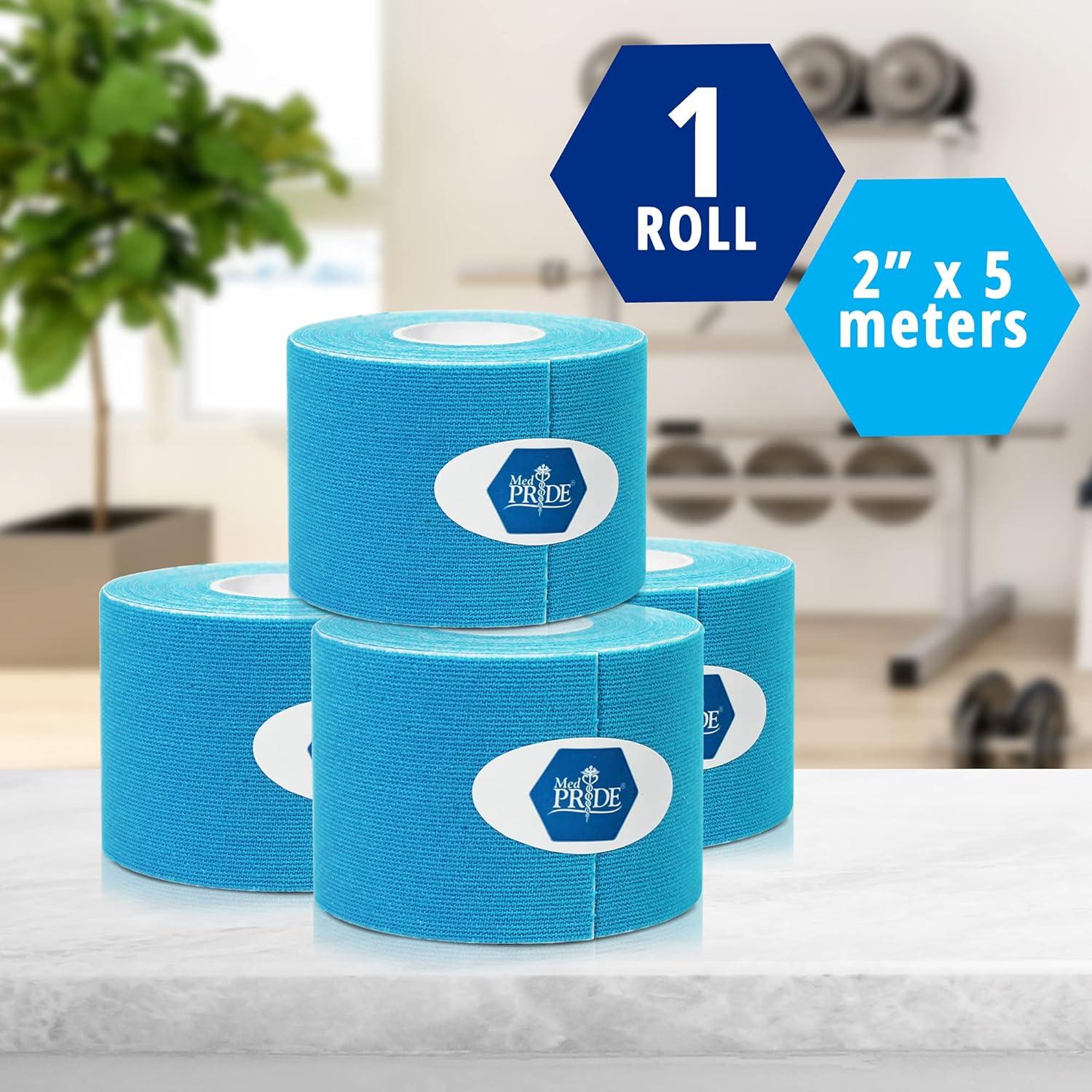 imageMED PRIDE Body Tape for Muscle Pain Relief Uncut 2in X 164ft Kinesiology Roll Breathable LatexFree Athletic Support PinkBlue