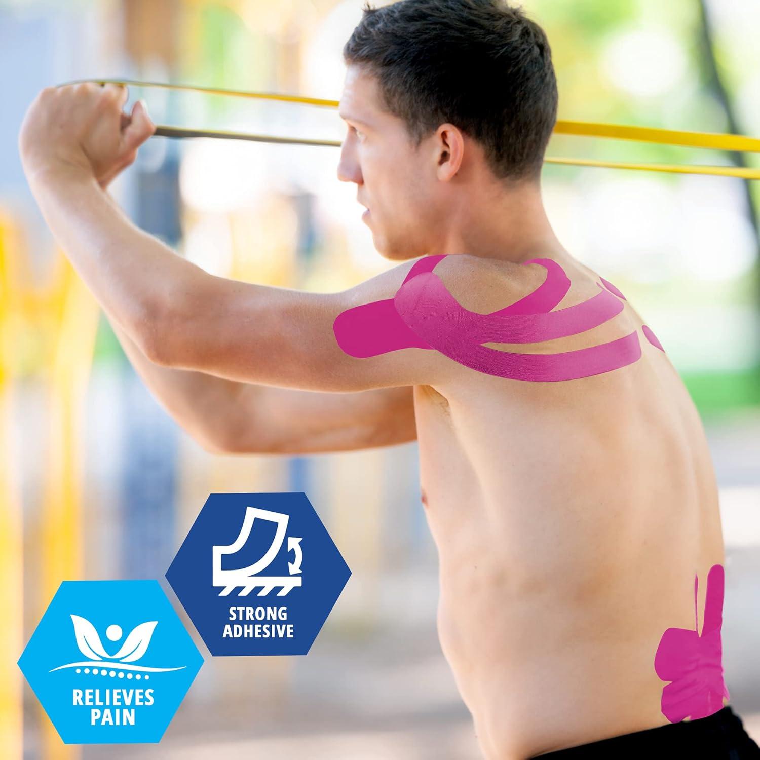 imageMED PRIDE Body Tape for Muscle Pain Relief Uncut 2in X 164ft Kinesiology Roll Breathable LatexFree Athletic Support PinkPink