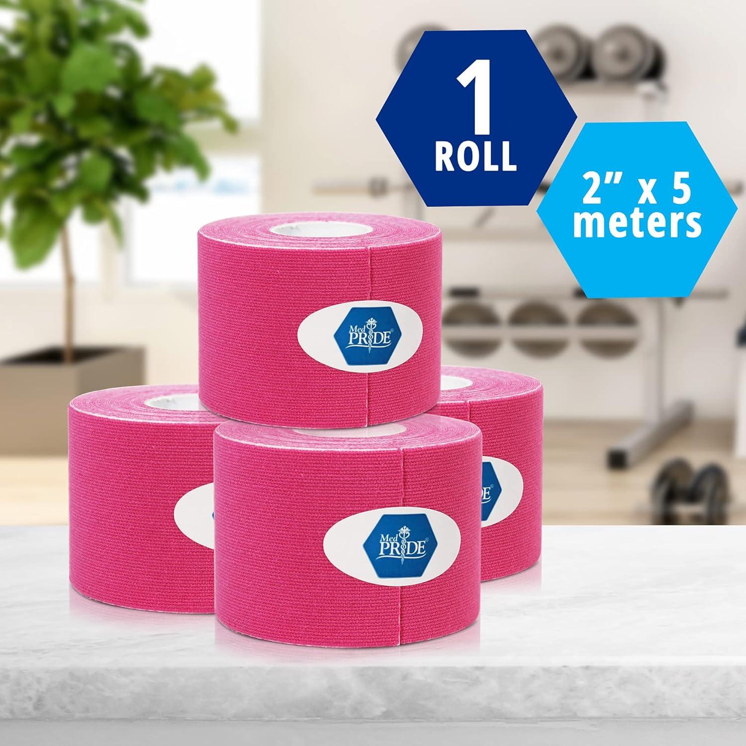 imageMED PRIDE Body Tape for Muscle Pain Relief Uncut 2in X 164ft Kinesiology Roll Breathable LatexFree Athletic Support PinkPink