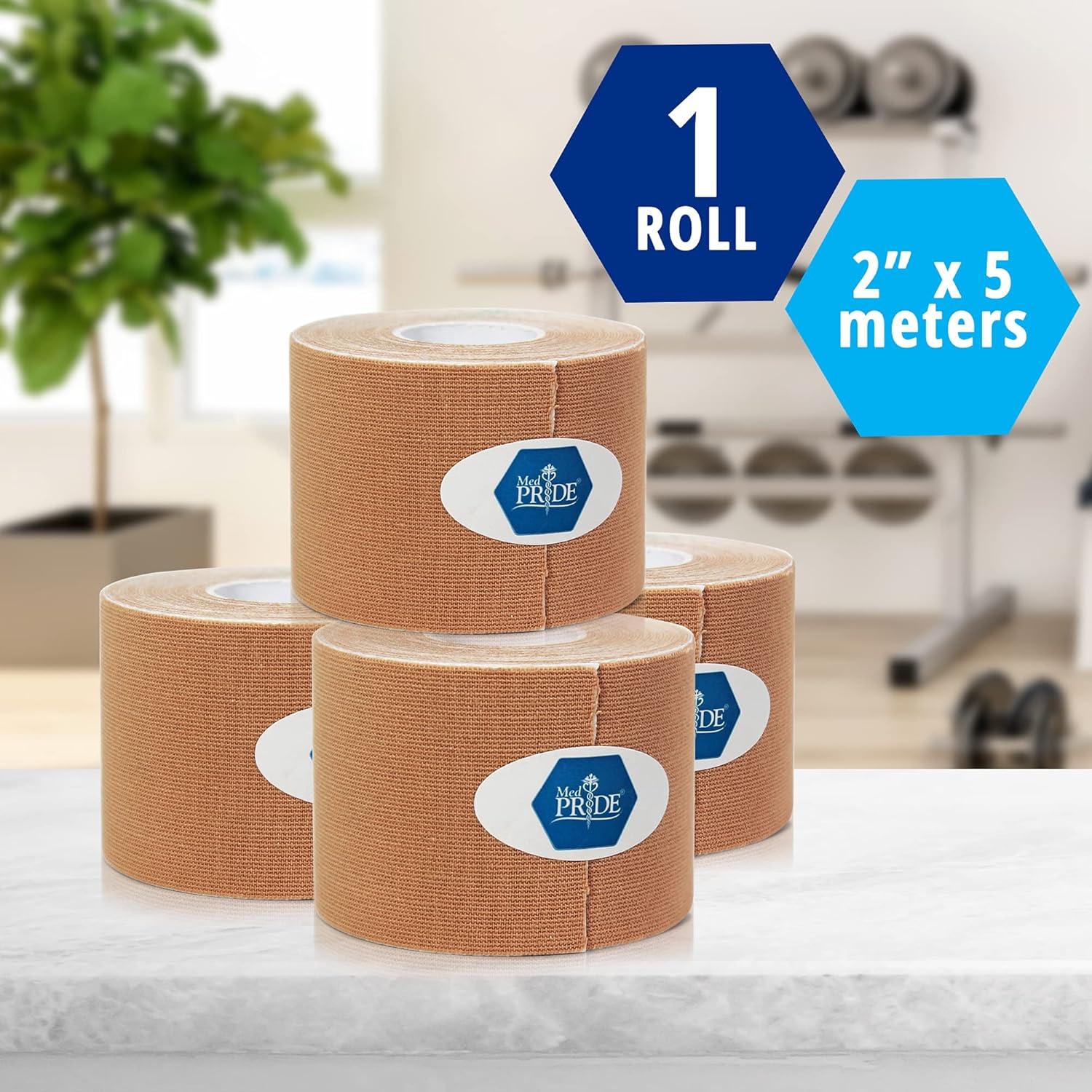 imageMED PRIDE Body Tape for Muscle Pain Relief Uncut 2in X 164ft Kinesiology Roll Breathable LatexFree Athletic Support PinkTan