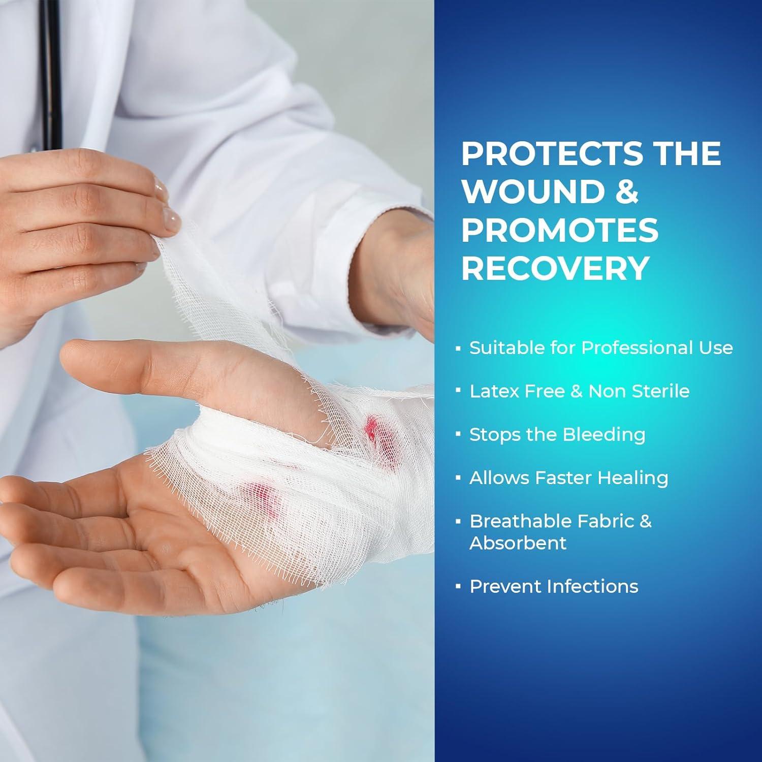 imageMED PRIDE Conforming Gauze Rolls First Aid Rolled Stretch Bandages for Wounds ampamp Injuries  Disposable Nonsterile Body Wrap Dressing for The Knee Ankle Hands Wrist White 3x 41 yd
