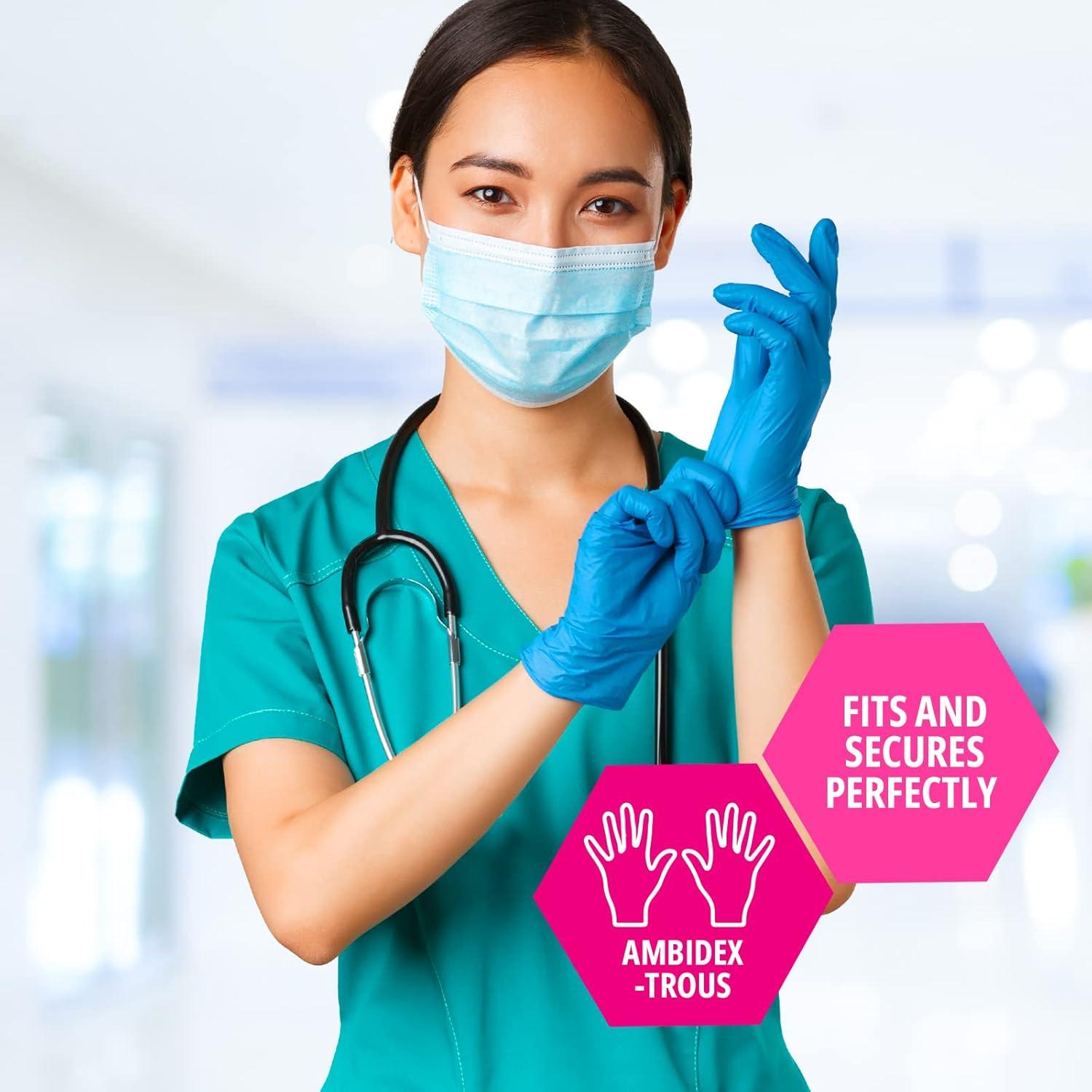 imageMED PRIDE Disposable Blue Nitrile Gloves Pack of 200 Ideal for Medical First Responders Law Enforcement Tattoo Artists Food Vendors Painters Cleaners Pet Care and MoreLarge Pack of 2000