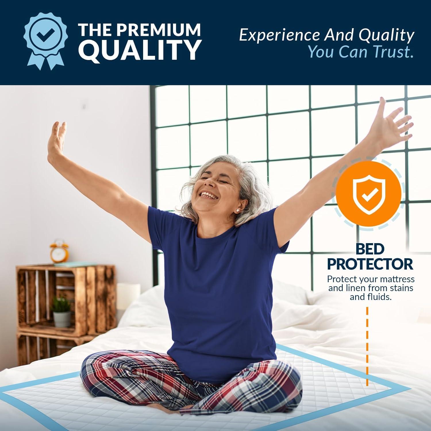 imageMED PRIDE Disposable Chux Pads 23in X 36in Super Absorbent Bed Pads for Incontinence Underpads for Adults Kids Pets 50 Count Pack of 1 BlueWhite