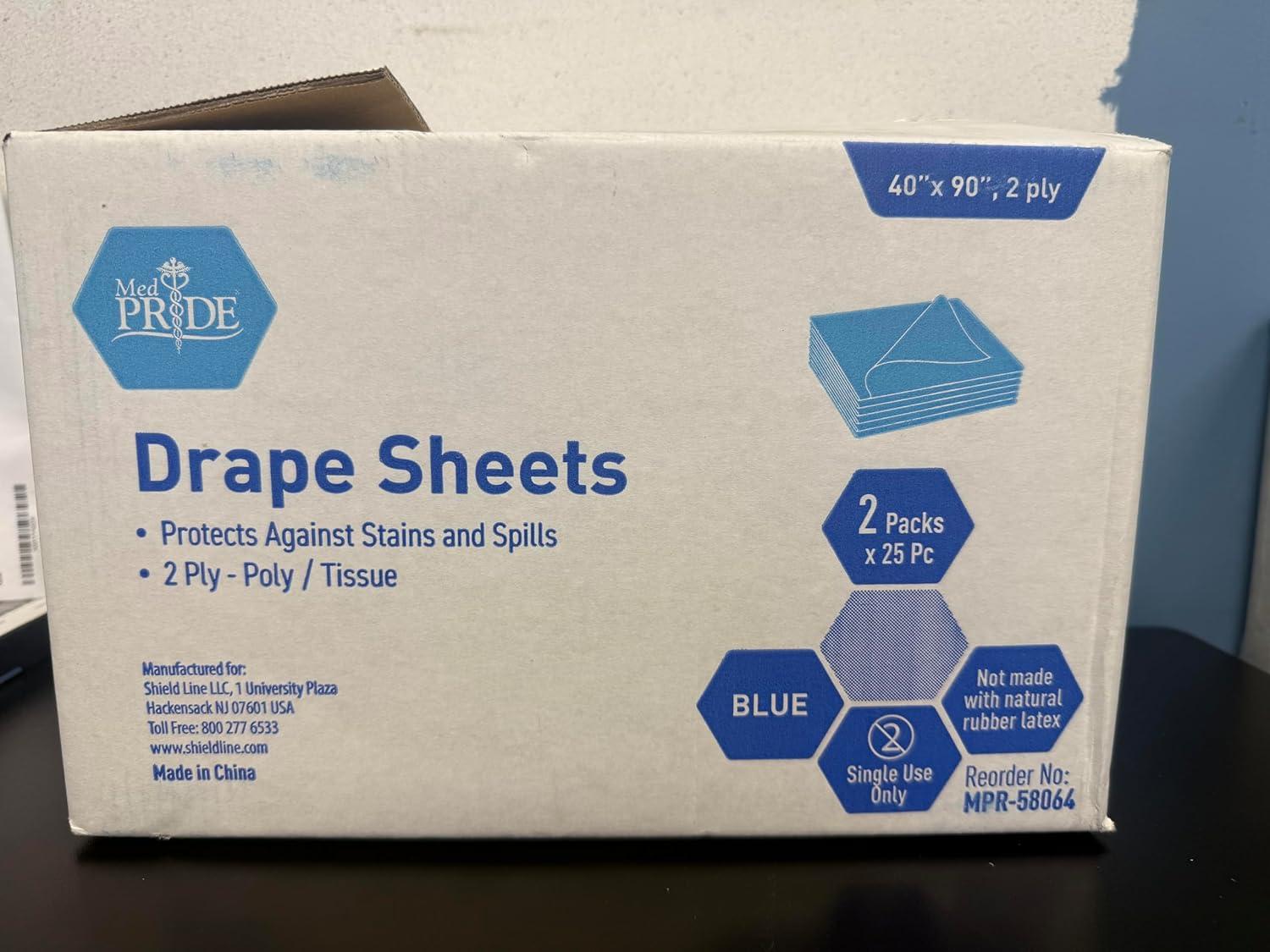imageMED PRIDE Disposable Drape Sheets Pack of 25  2Ply Hospital Drapes for Stain ampamp Spill Protection Leakproof Medical Paper Sheet Covers for Treatment Tables Exams Stretchers Massage Tables Spa50