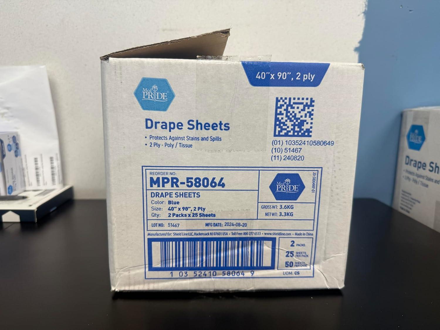 imageMED PRIDE Disposable Drape Sheets Pack of 25  2Ply Hospital Drapes for Stain ampamp Spill Protection Leakproof Medical Paper Sheet Covers for Treatment Tables Exams Stretchers Massage Tables Spa50