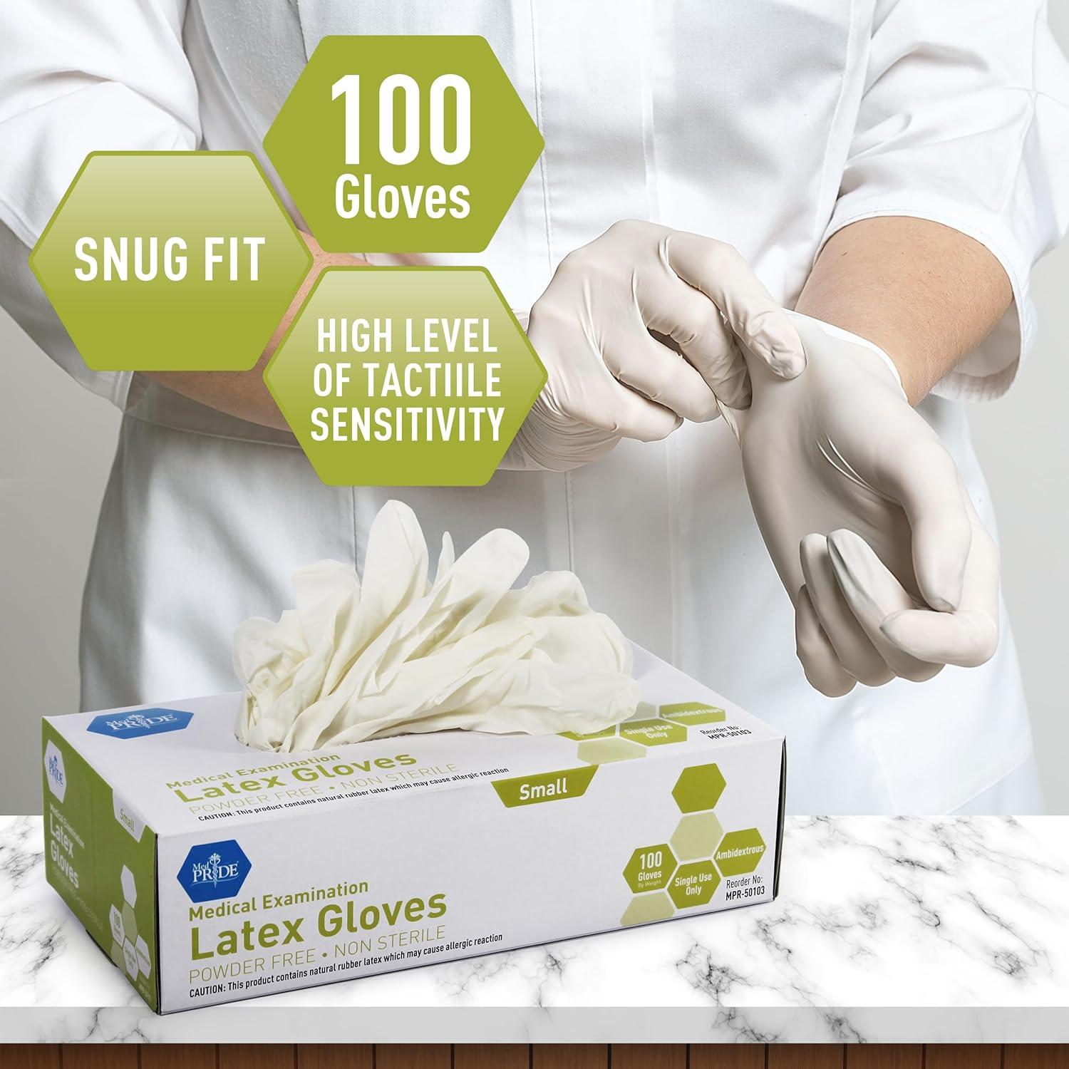 imageMED PRIDE Disposable Latex Medical Grade Exam Gloves Powder Heavy Duty 5 Mil Puncture Resistant Comfort Fit Small1000 WhiteSmall1000