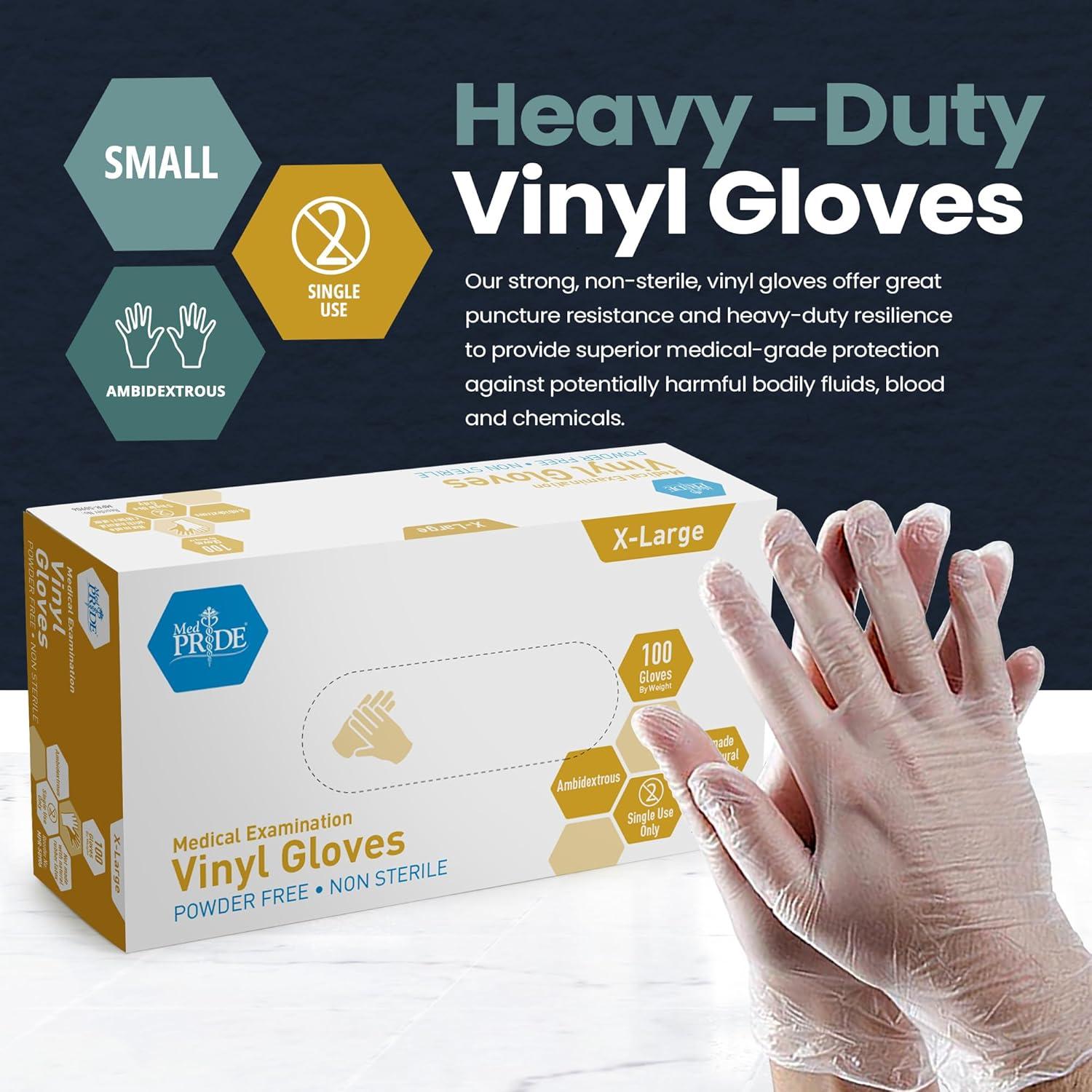 imageMED PRIDE Disposable Medical Grade Vinyl Exam Gloves Latex ampamp Powder Free UltraStrong for Healthcare ampamp Food Handling Medium Pack of 100 100 Clear1