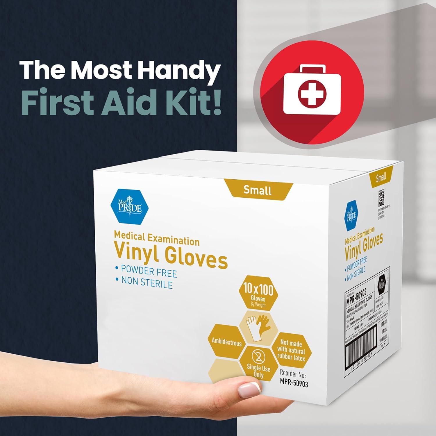 imageMED PRIDE Disposable Medical Grade Vinyl Exam Gloves Latex ampamp Powder Free UltraStrong for Healthcare ampamp Food Handling Medium Pack of 100 100 Clear1
