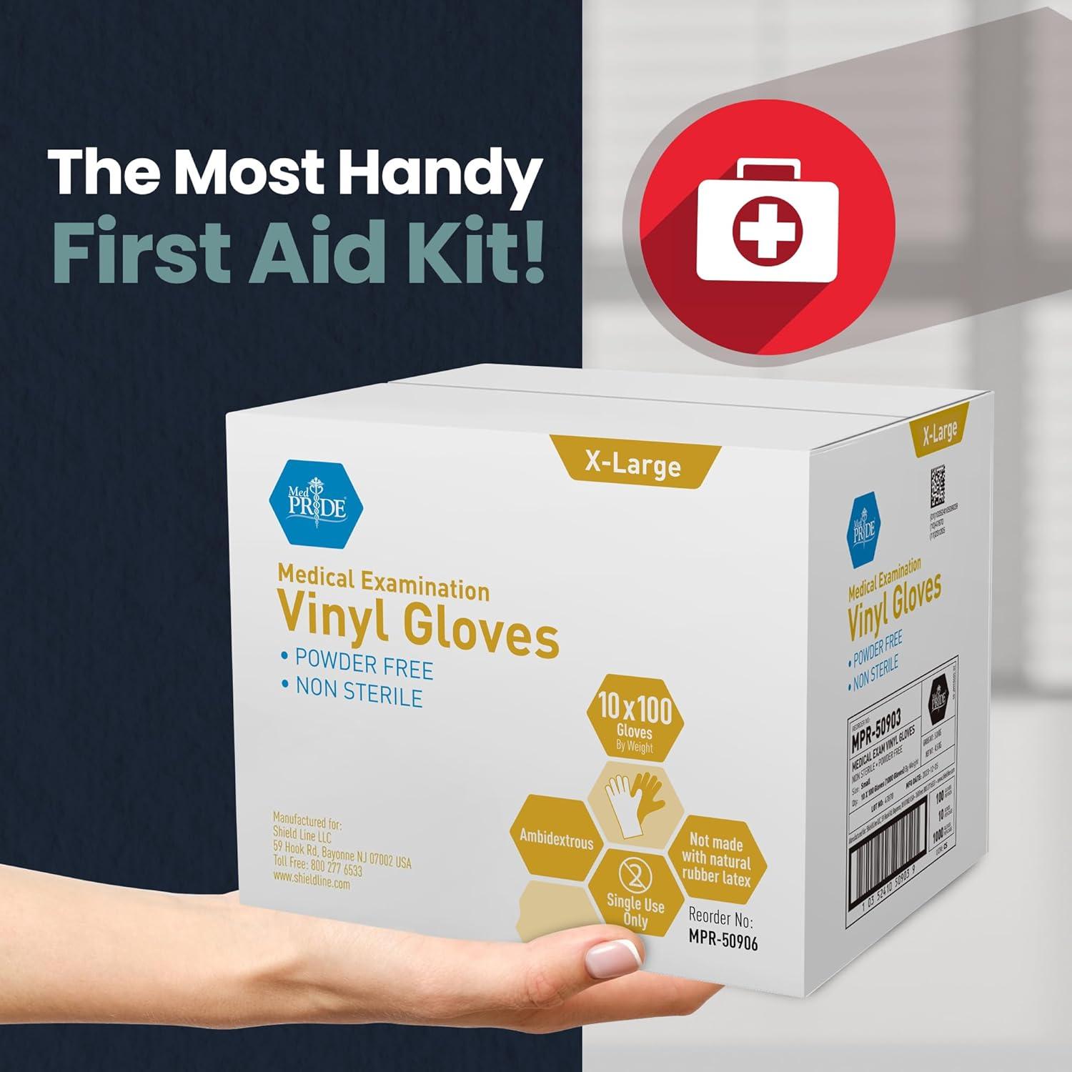 imageMED PRIDE Disposable Medical Grade Vinyl Exam Gloves Latex ampamp Powder Free UltraStrong for Healthcare ampamp Food Handling Medium Pack of 100 100 Clear1000