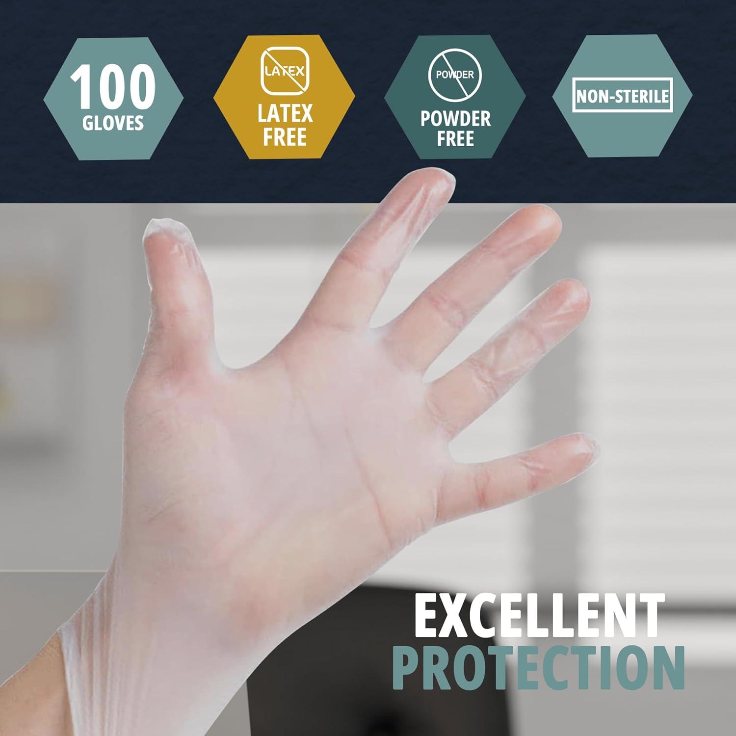 imageMED PRIDE Disposable Medical Grade Vinyl Exam Gloves Latex ampamp Powder Free UltraStrong for Healthcare ampamp Food Handling Medium Pack of 100 100 Clear1