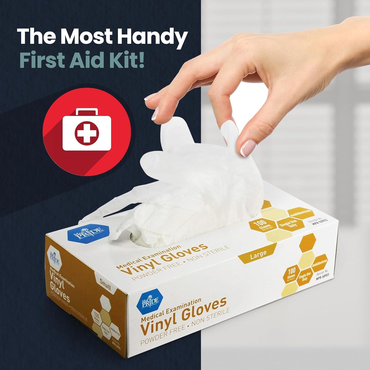 imageMED PRIDE Disposable Medical Grade Vinyl Exam Gloves Latex ampamp Powder Free UltraStrong for Healthcare ampamp Food Handling Medium Pack of 100 100 Clear1