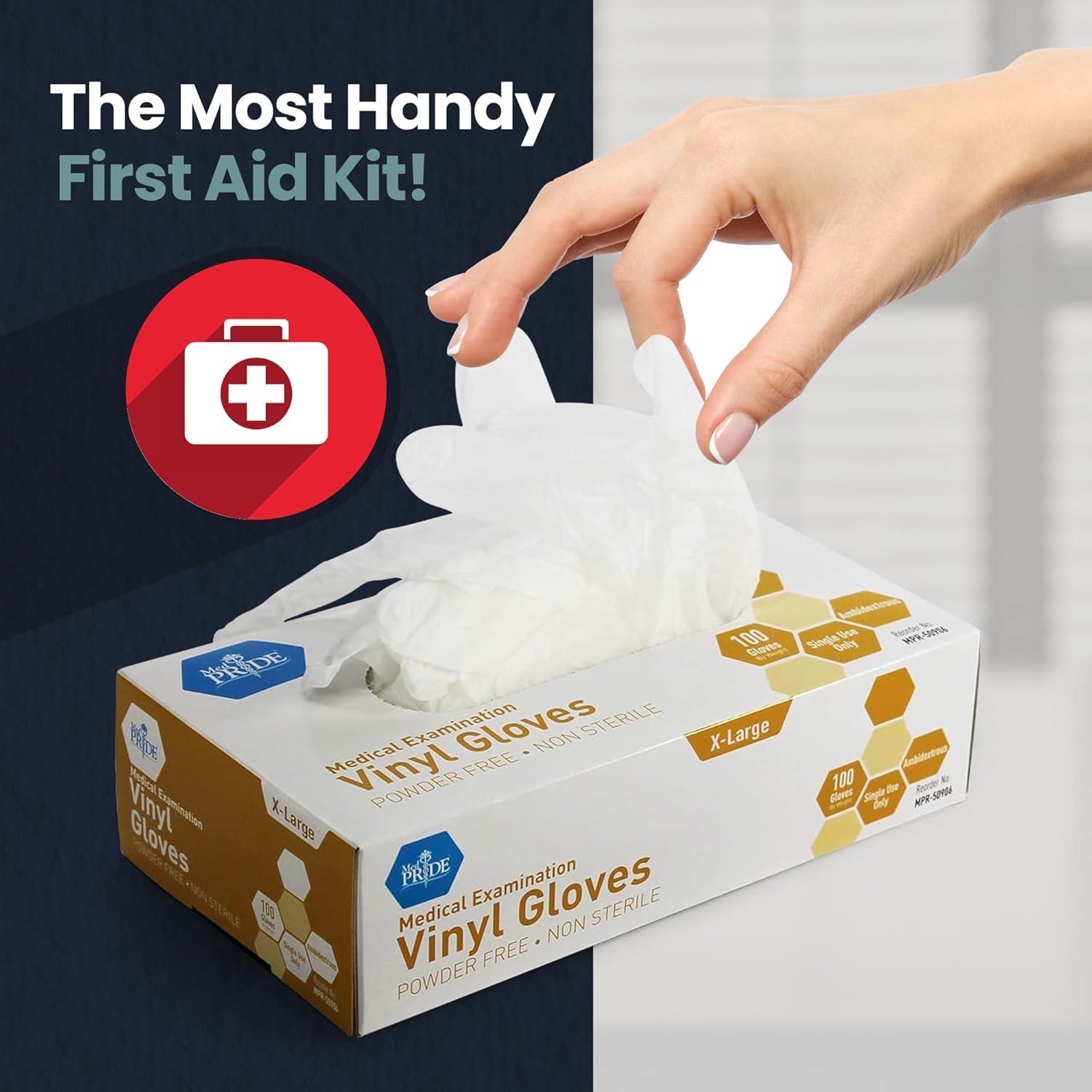 imageMED PRIDE Disposable Medical Grade Vinyl Exam Gloves Latex ampamp Powder Free UltraStrong for Healthcare ampamp Food Handling Medium Pack of 100 100 Clear1
