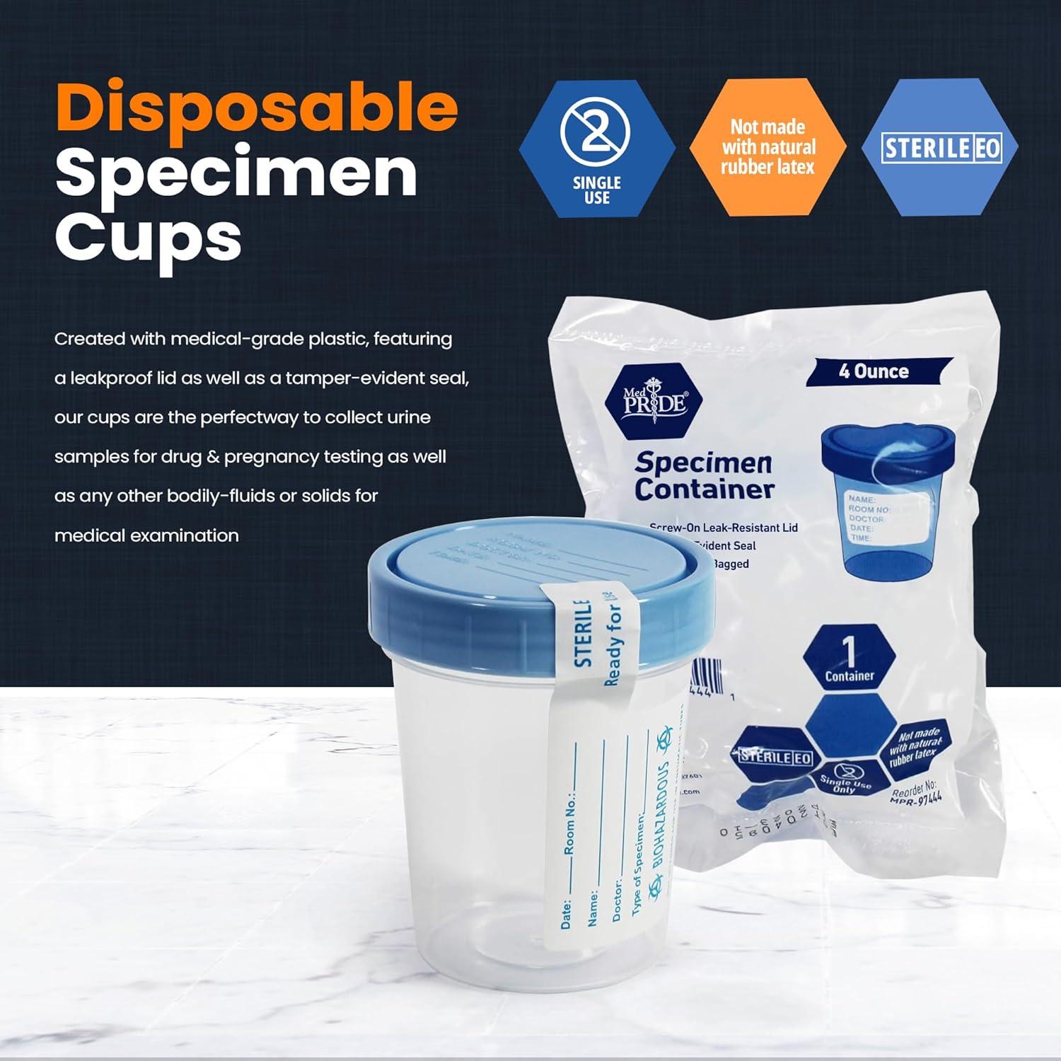 imageMED PRIDE Disposable Specimen Cups 10Pack HighGrade Silicone Sterile Individually Wrapped Medical Cups WLeakproof ScrewOn Lids ampamp TamperEvident Seal Urine Fluid Sample Collection ampamp More