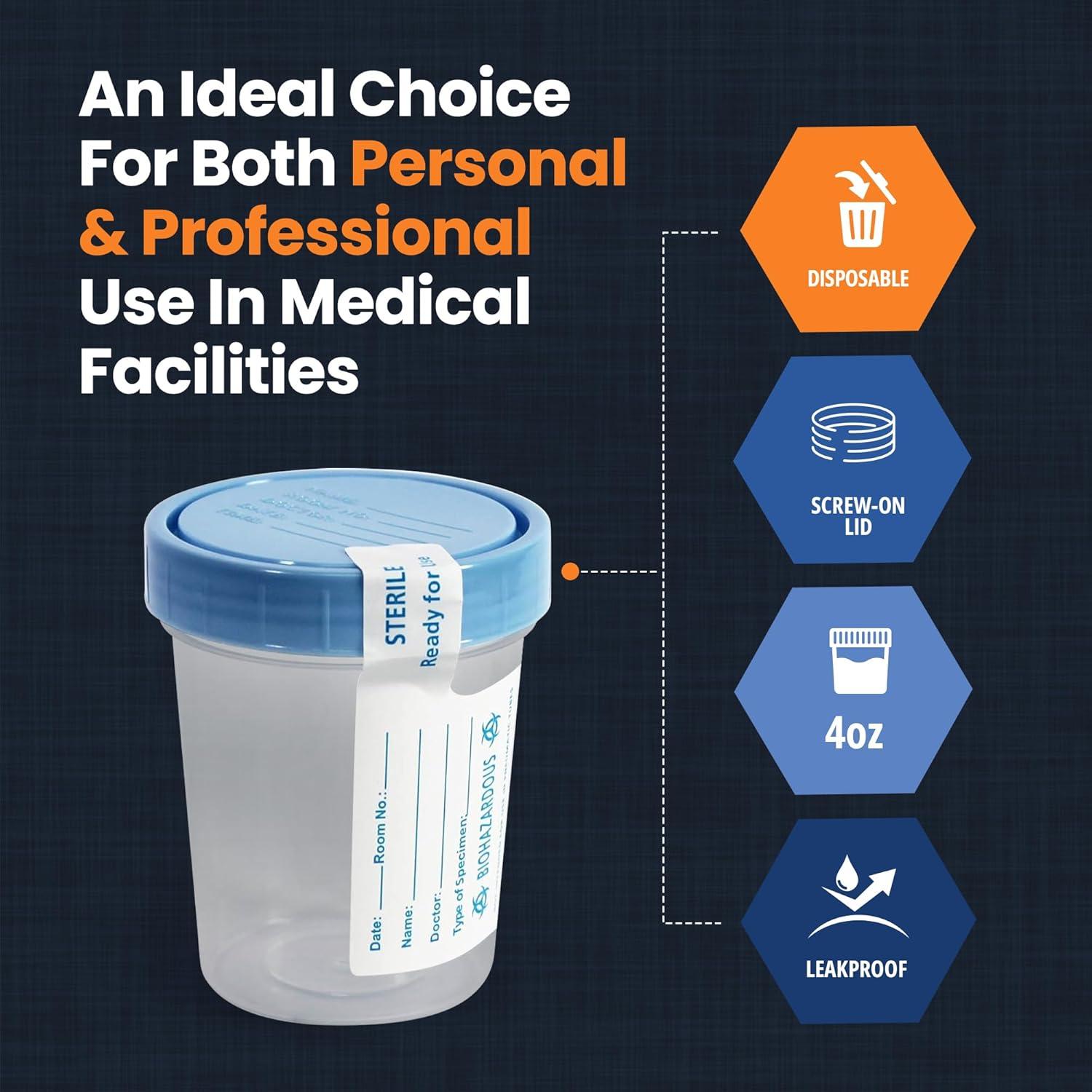 imageMED PRIDE Disposable Specimen Cups 10Pack HighGrade Silicone Sterile Individually Wrapped Medical Cups WLeakproof ScrewOn Lids ampamp TamperEvident Seal Urine Fluid Sample Collection ampamp More