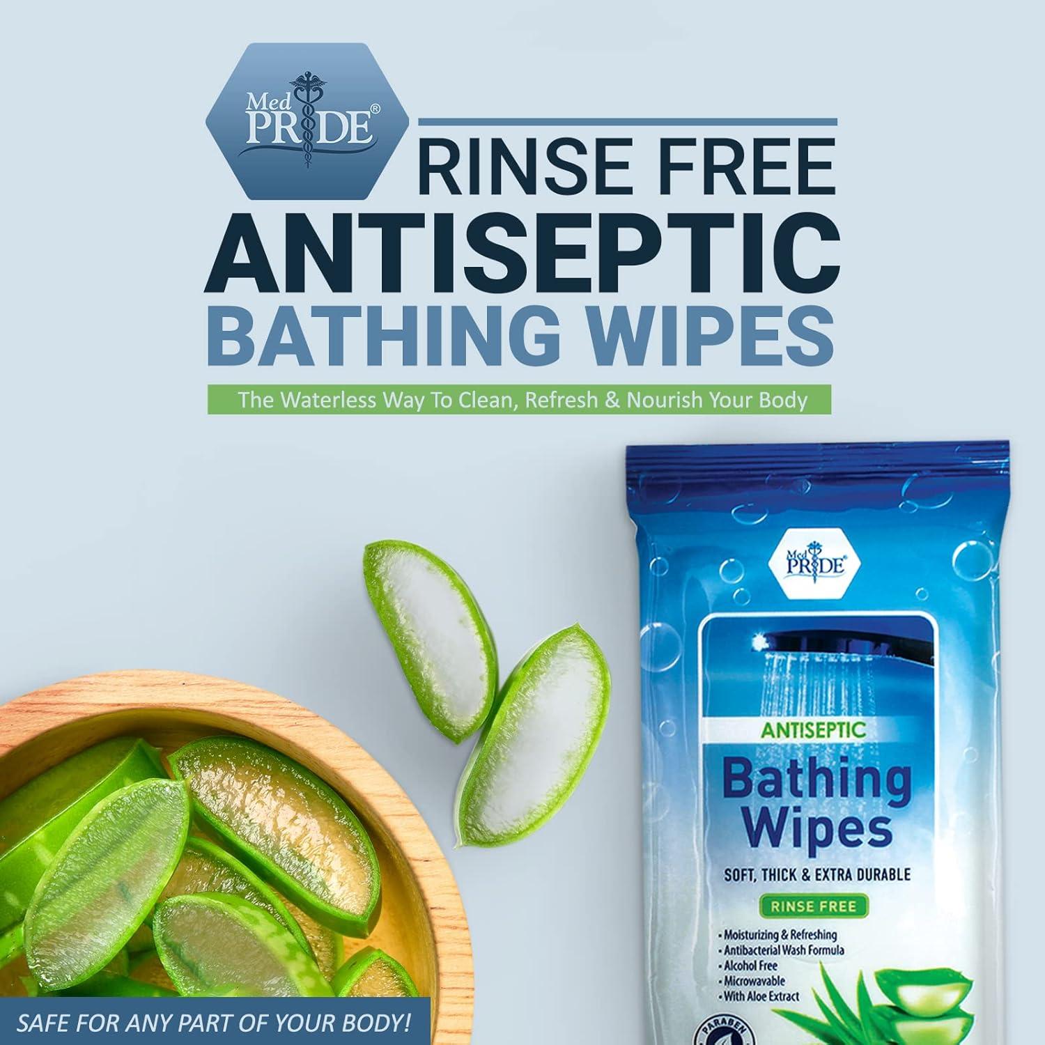 imageMED PRIDE Hospital Wipes for Bathing Waterless NoRinse Bath Wipes for Adults Microwavable Soft Thick 12 Packs 96 Count Aloe Vera