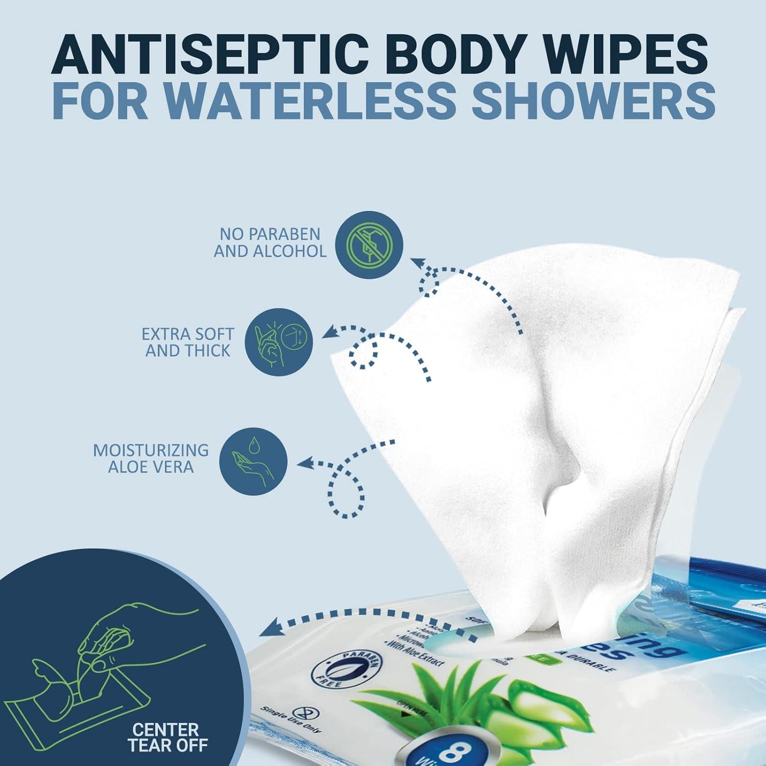 imageMED PRIDE Hospital Wipes for Bathing Waterless NoRinse Bath Wipes for Adults Microwavable Soft Thick 12 Packs 96 Count Aloe Vera