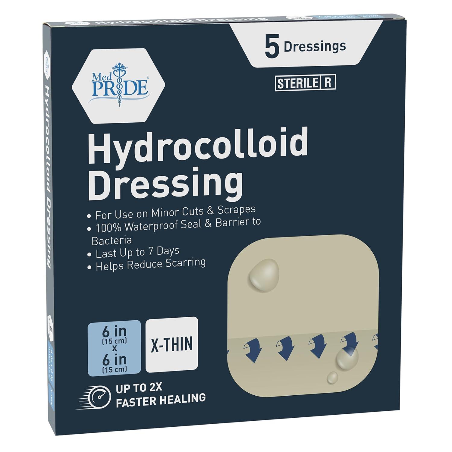 imageMED PRIDE Hydrocolloid 6 x 6 Wound Dressing Pads 5Pack Sterile Adhesive Patches Individually Packed Highly Absorbent WaterResistant ampamp Comfortable Multiple Day UsageXThin