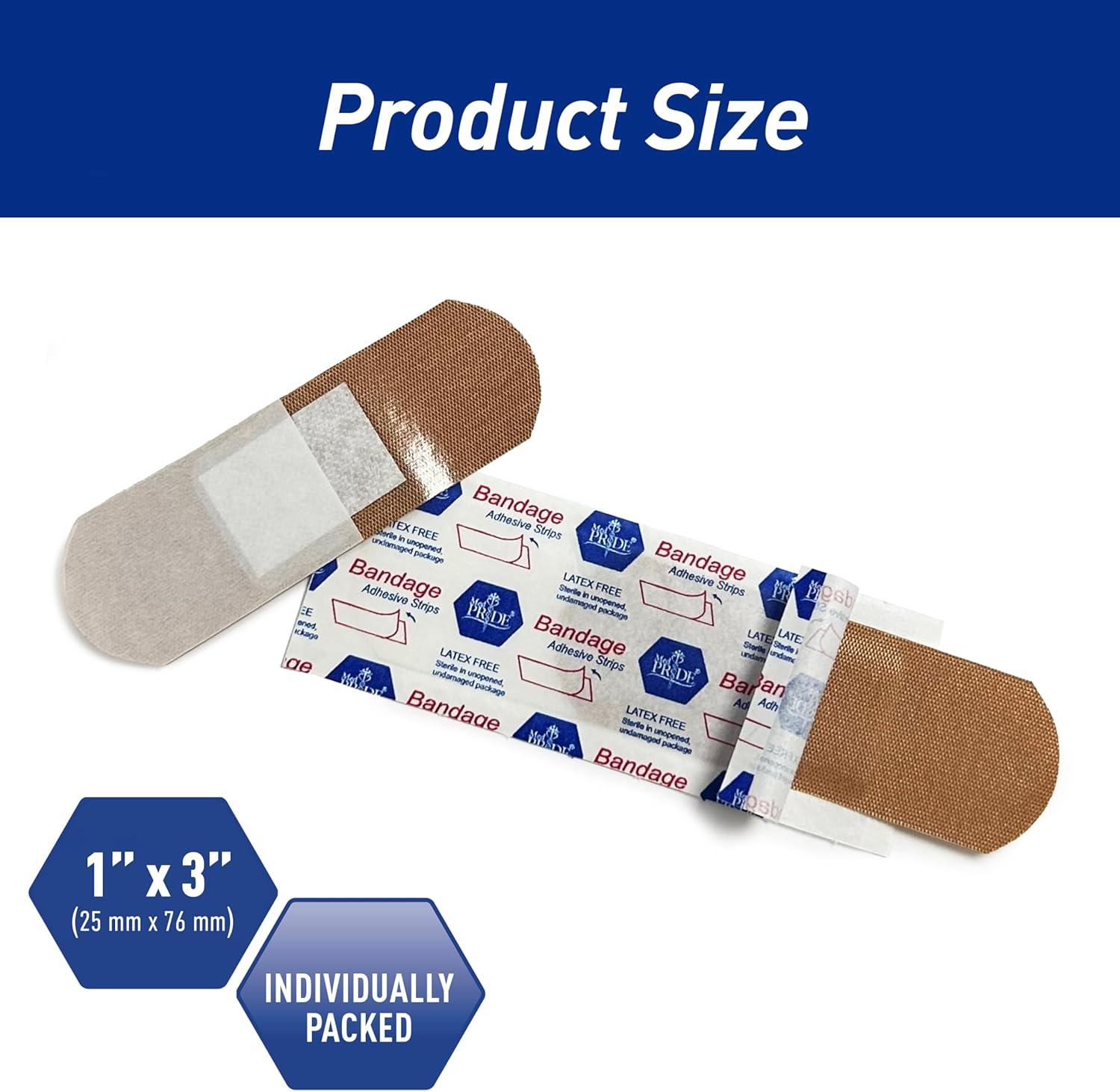 imageMED PRIDE Hypoallergenic Latex Free Fabric Adhesive Bandages Nonstick Pad Sterile Individually Wrapped 1 x 3  100 Count1 x 3  100 Count