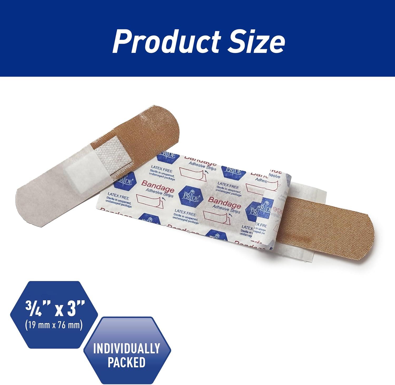 imageMED PRIDE Hypoallergenic Latex Free Fabric Adhesive Bandages Nonstick Pad Sterile Individually Wrapped 1 x 3  100 Count34 x 3  100 Count