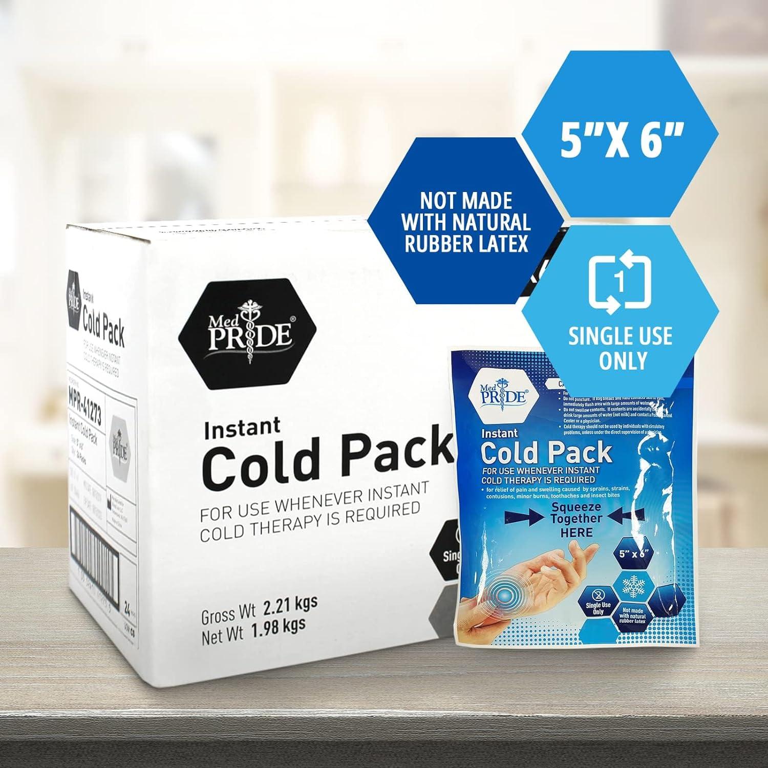 imageMED PRIDE Instant Ice Bags for Injuries Disposable First Aid Cold Compress Swelling Pain Relief Sprains Toothache 5x6 Inch Pack of 24 Clear6 Count Pack of 1