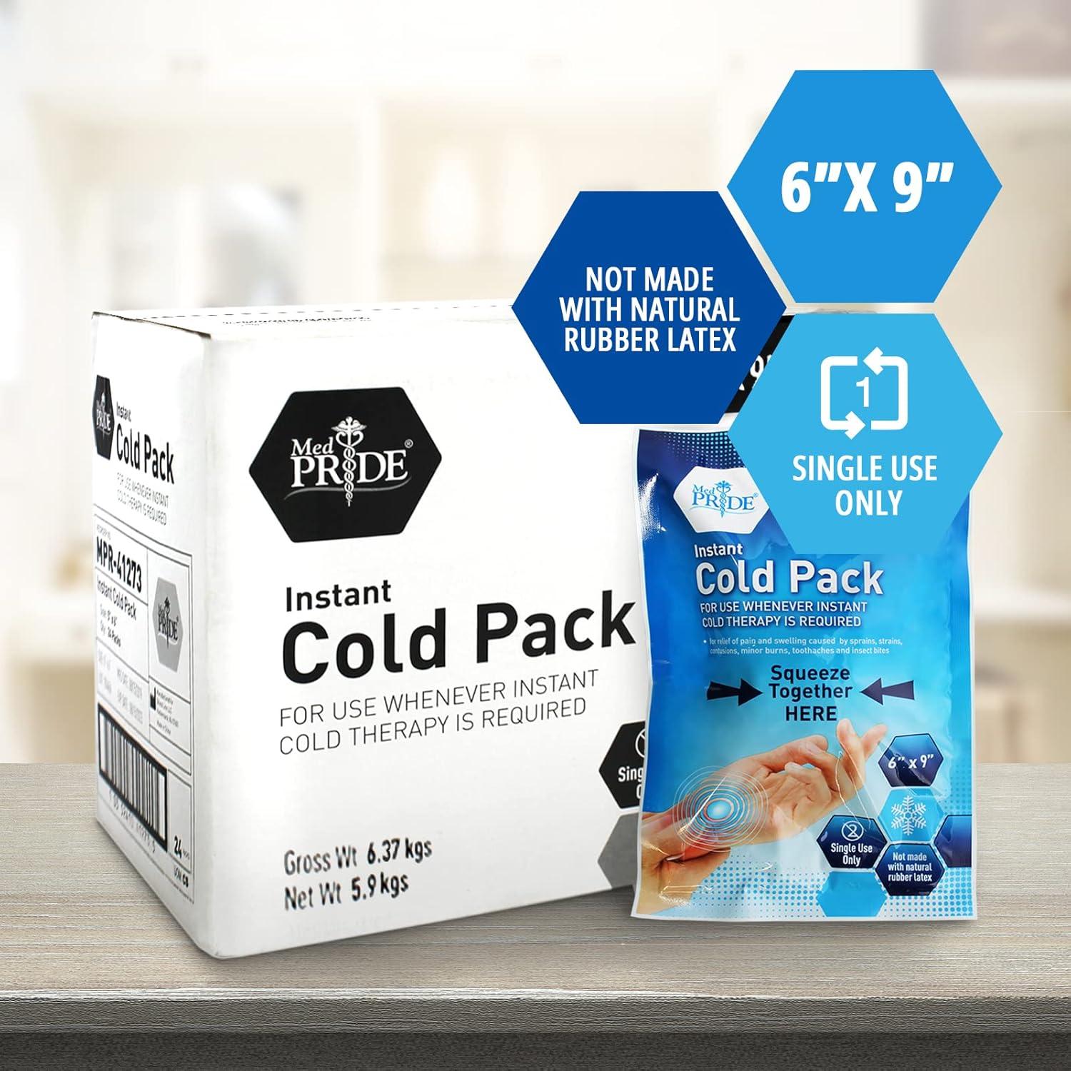 imageMED PRIDE Instant Ice Bags for Injuries Disposable First Aid Cold Compress Swelling Pain Relief Sprains Toothache 5x6 Inch Pack of 24 Clear6x9 Inch Pack of 24