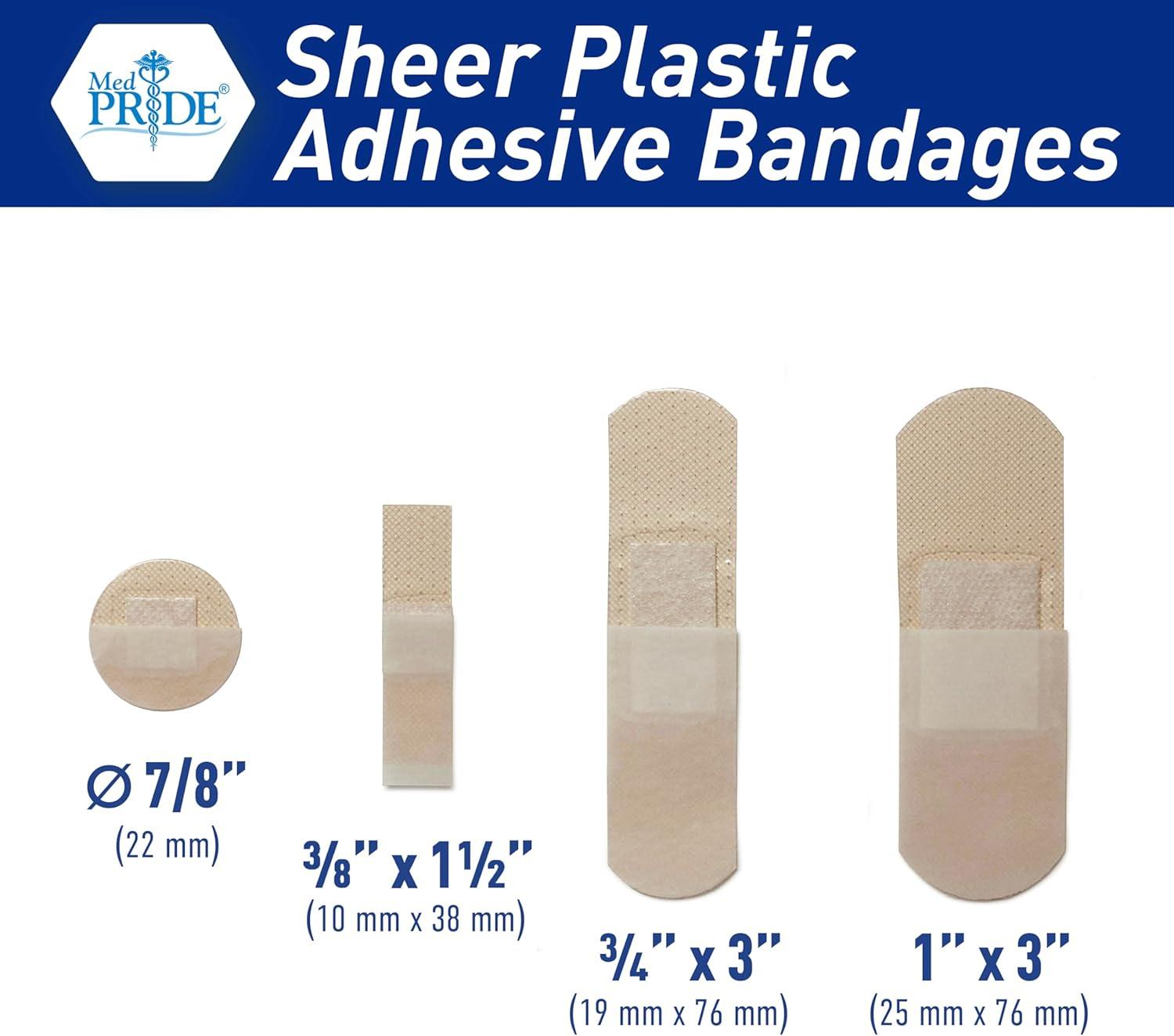 imageMED PRIDE Junior Strip Bandages Small Bandages for Fingers Hypoallergenic LatexFree NonStick Pad 100 Pack 38in X 15in