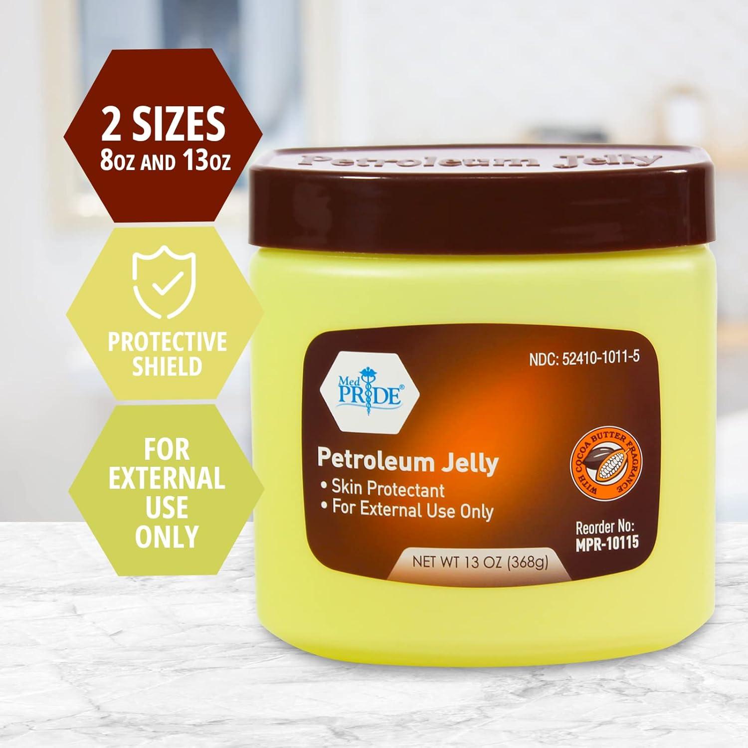 imageMED PRIDE Large Petroleum Jelly Tub with Cocoa Butter Fragrance Moisturizer ampamp Skin Protectant for Dry Skin Rashes Burns 13 Ounce Pack of 1 white13 Ounce Pack of 1