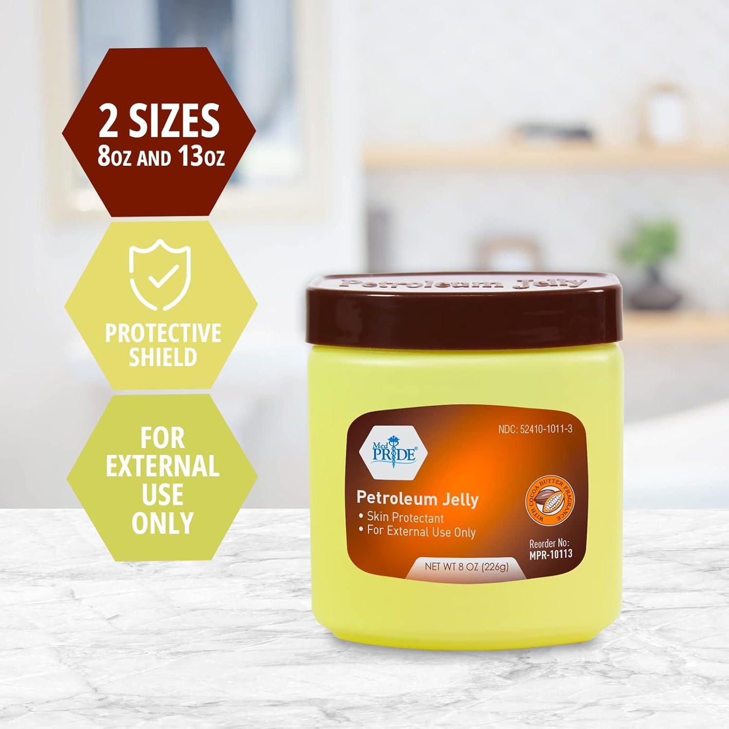 imageMED PRIDE Large Petroleum Jelly Tub with Cocoa Butter Fragrance Moisturizer ampamp Skin Protectant for Dry Skin Rashes Burns 13 Ounce Pack of 1 white8 Ounce Pack of 1